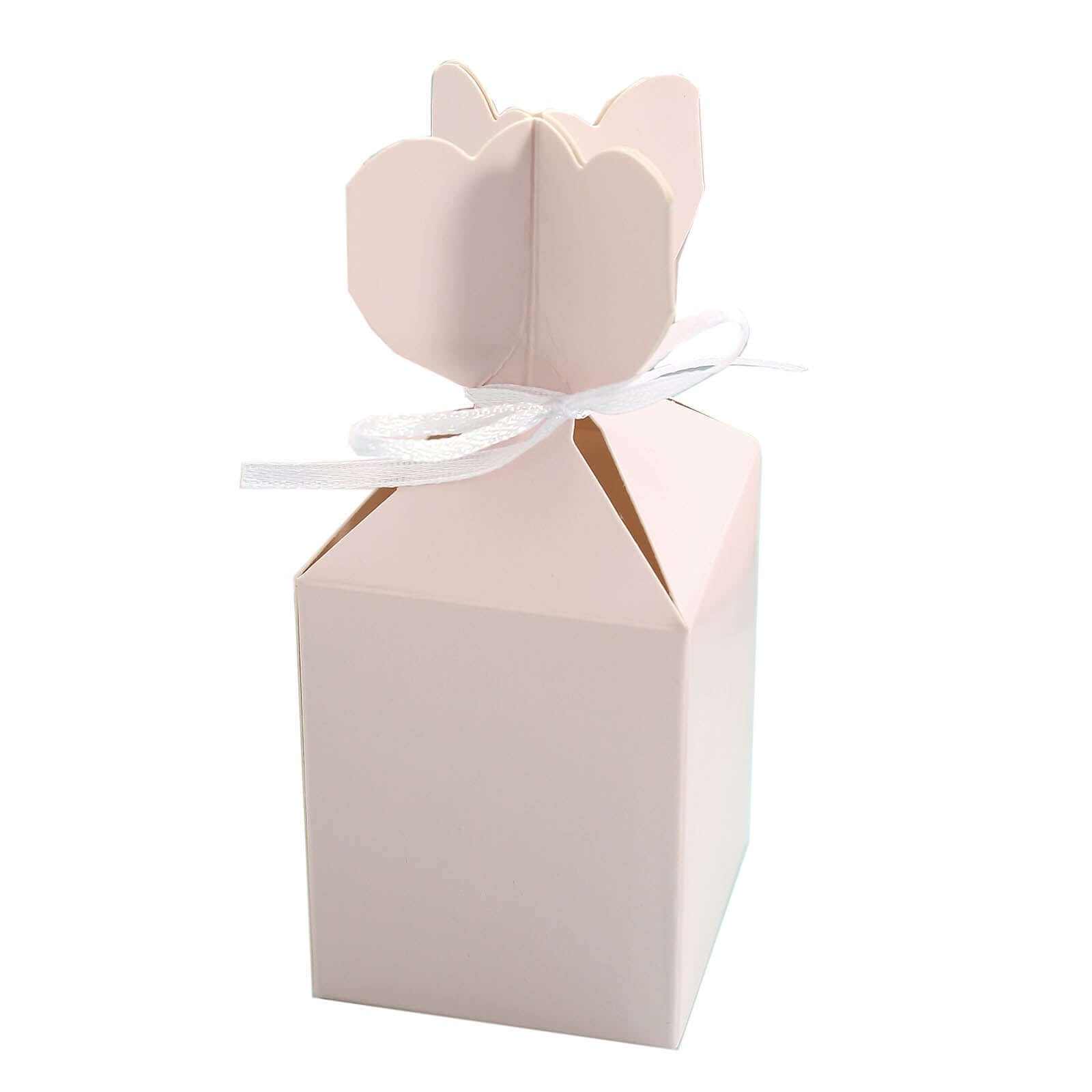 25 Pack Blush Floral Top Satin Ribbon Party Favor Candy Gift Boxes