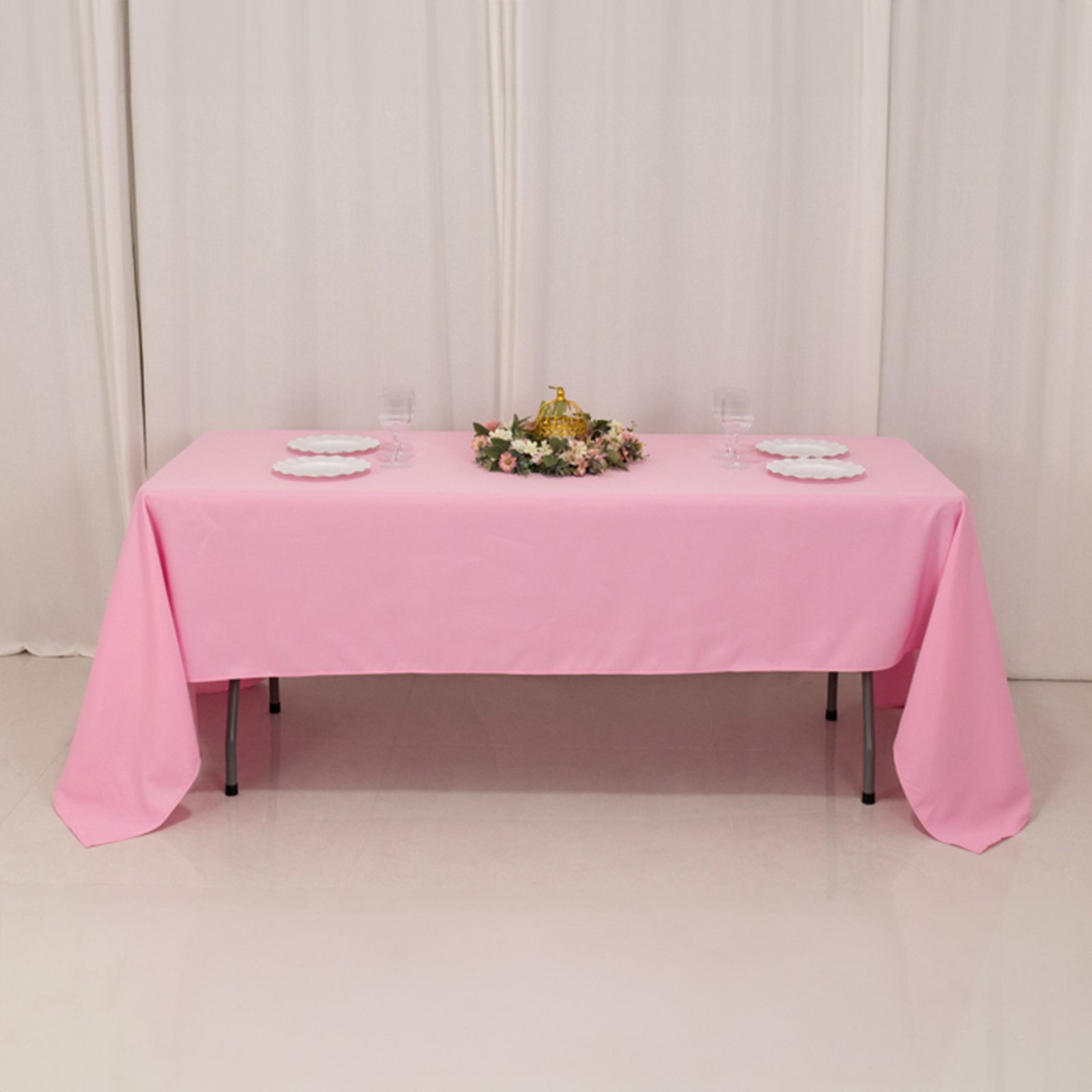 Premium Polyester 60"x126" Rectangle Tablecloth Pink - Stain-Resistant 220GSM Finish Table Cover