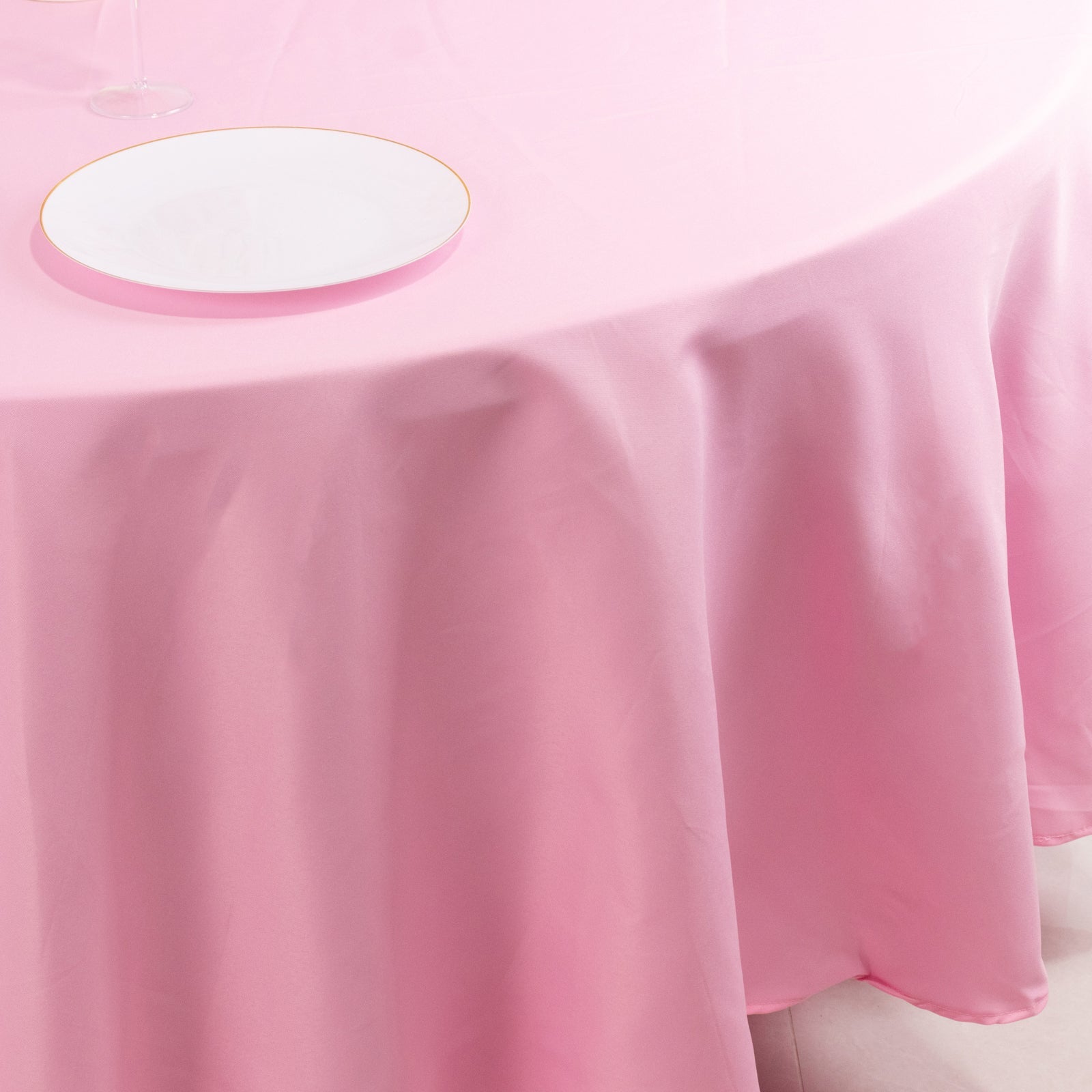 Premium Polyester 108" Round Tablecloth Pink - Wrinkle-Resistant 220GSM Table Cover