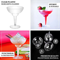 20-Pack Plastic Margarita Glasses Clear - Sturdy Disposable Glasses for Pina Coladas 10oz