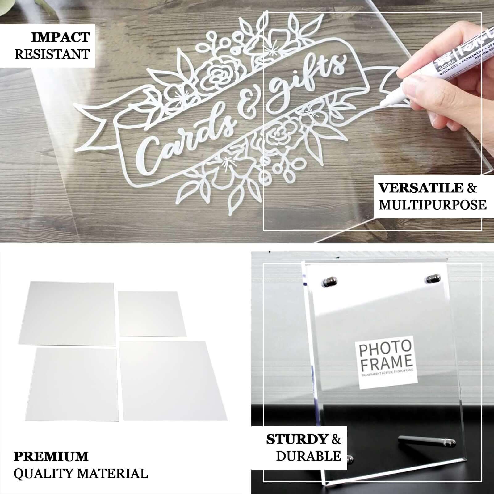 2-Pack Acrylic Plexiglass Sheets Top Plates Clear Square - Protective Film Coating 9" 3mm Thick