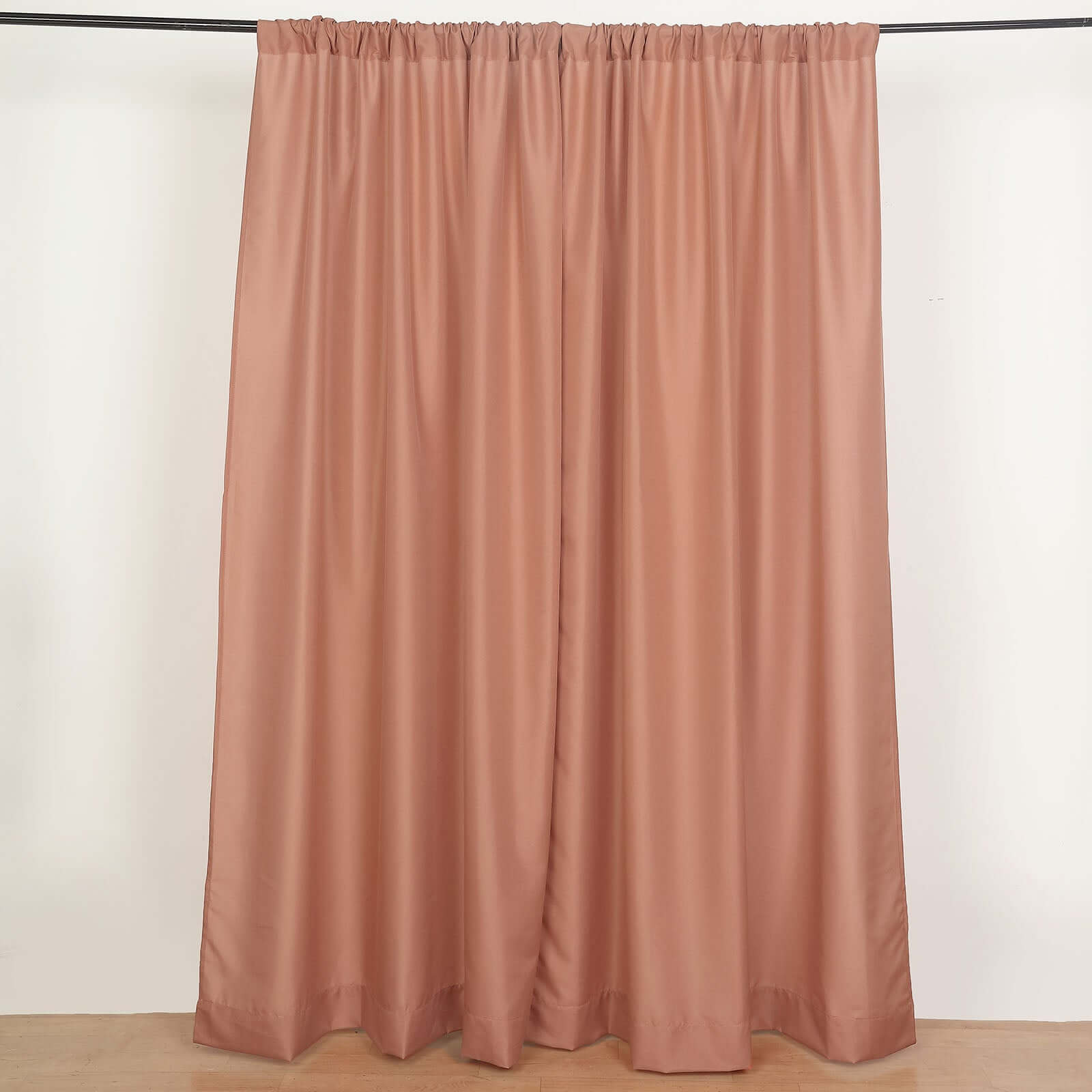 2 Pack Terracotta (Rust) Polyester Event Curtain Drapes, 10ftx8ft Backdrop Event Panels With Rod Pockets 130 GSM