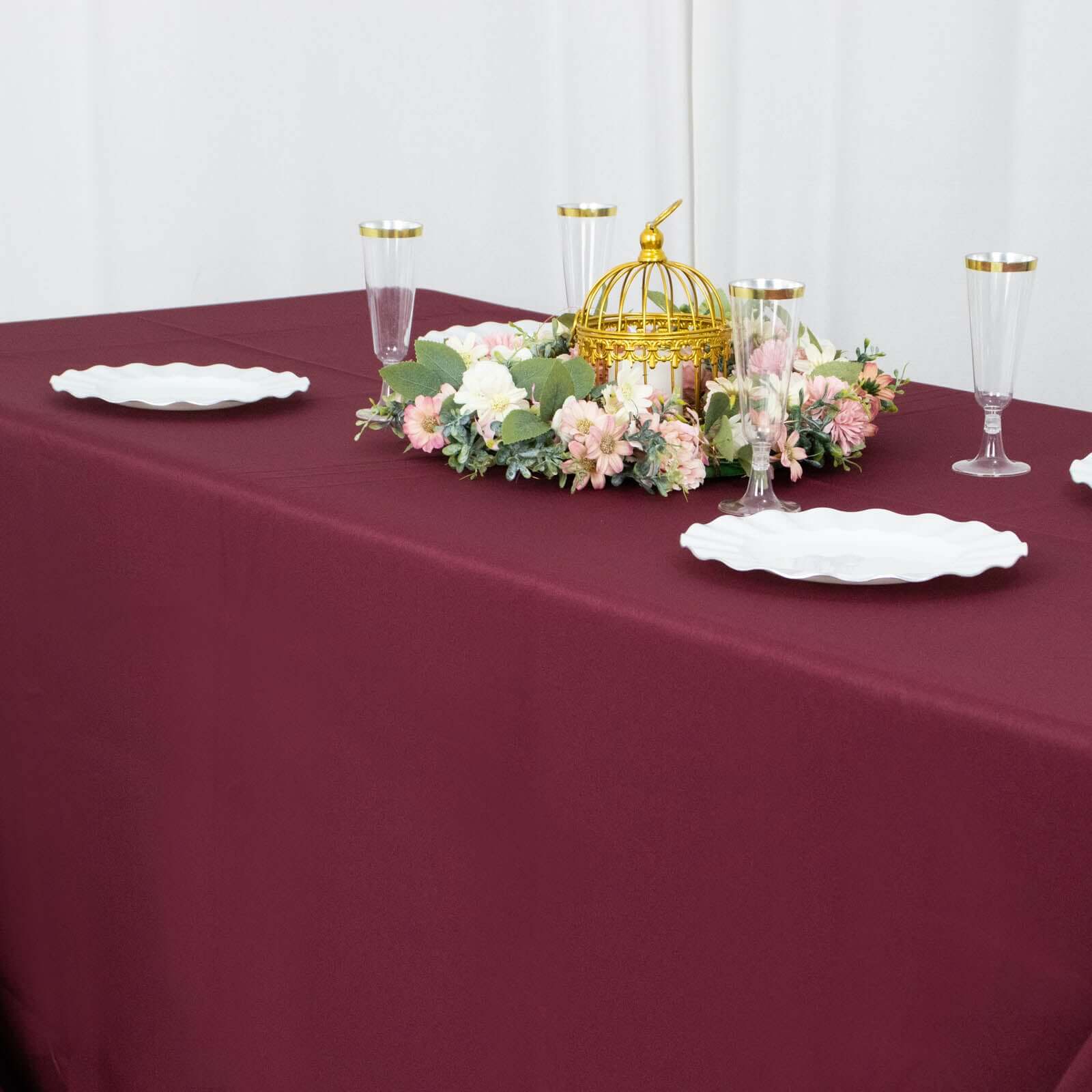 Premium Polyester 90"x156" Rectangle Tablecloth Burgundy - Seamless 220GSM Stain-Resistant Table Cover