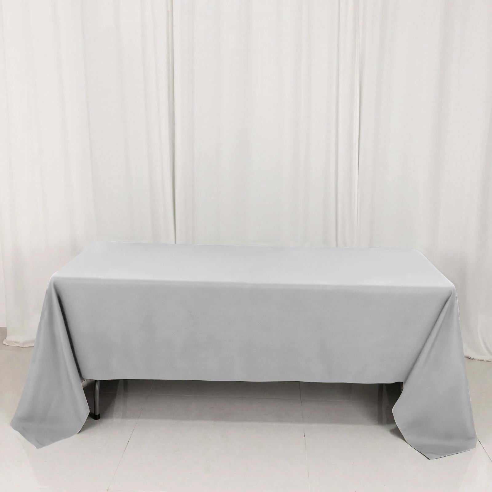 Premium Polyester 60"x126" Rectangle Tablecloth Silver - Stain-Resistant 220GSM Finish Table Cover
