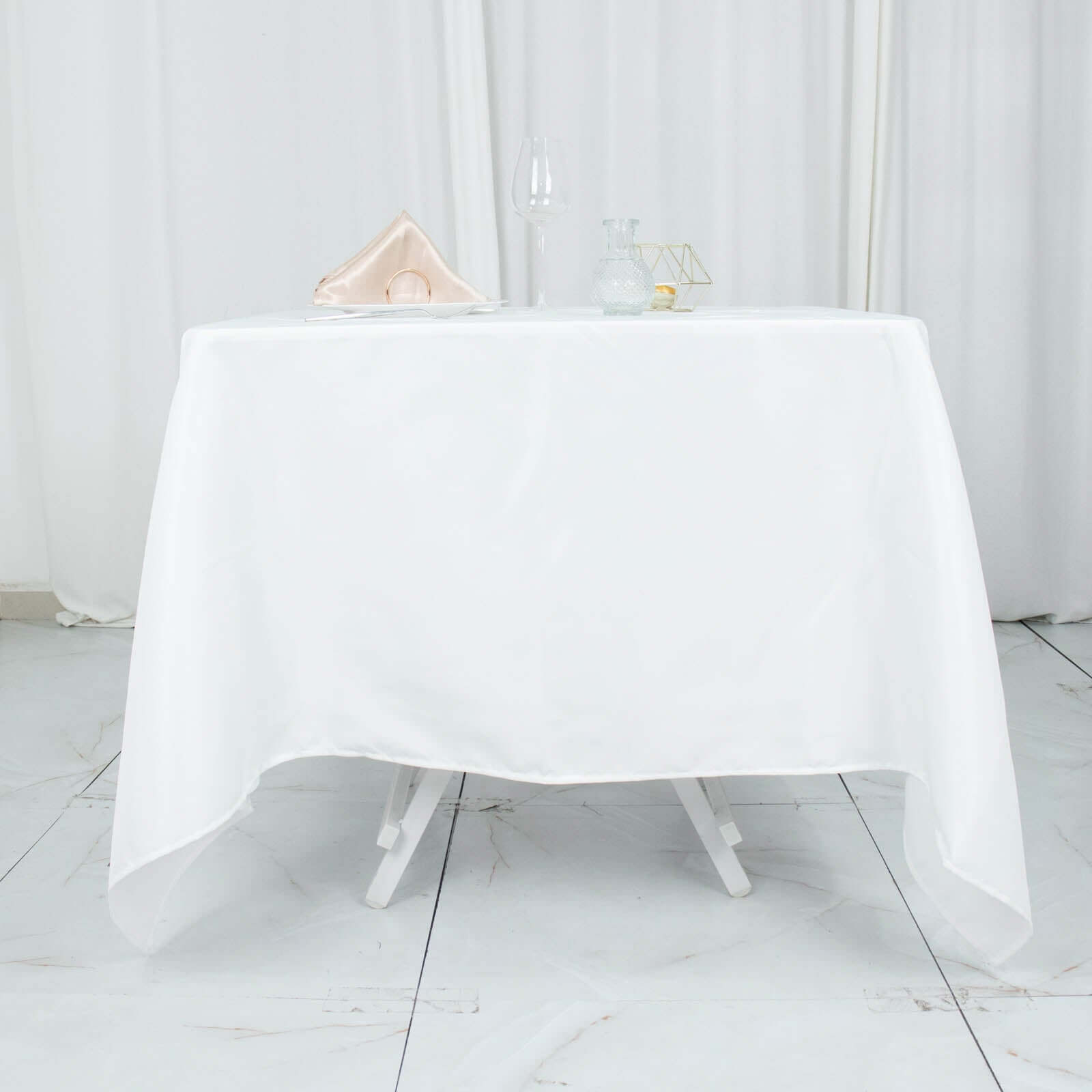 Premium Polyester Square Tablecloth 70"x70" White 220GSM Wrinkle-Resistant Table Cover for Stylish Gatherings
