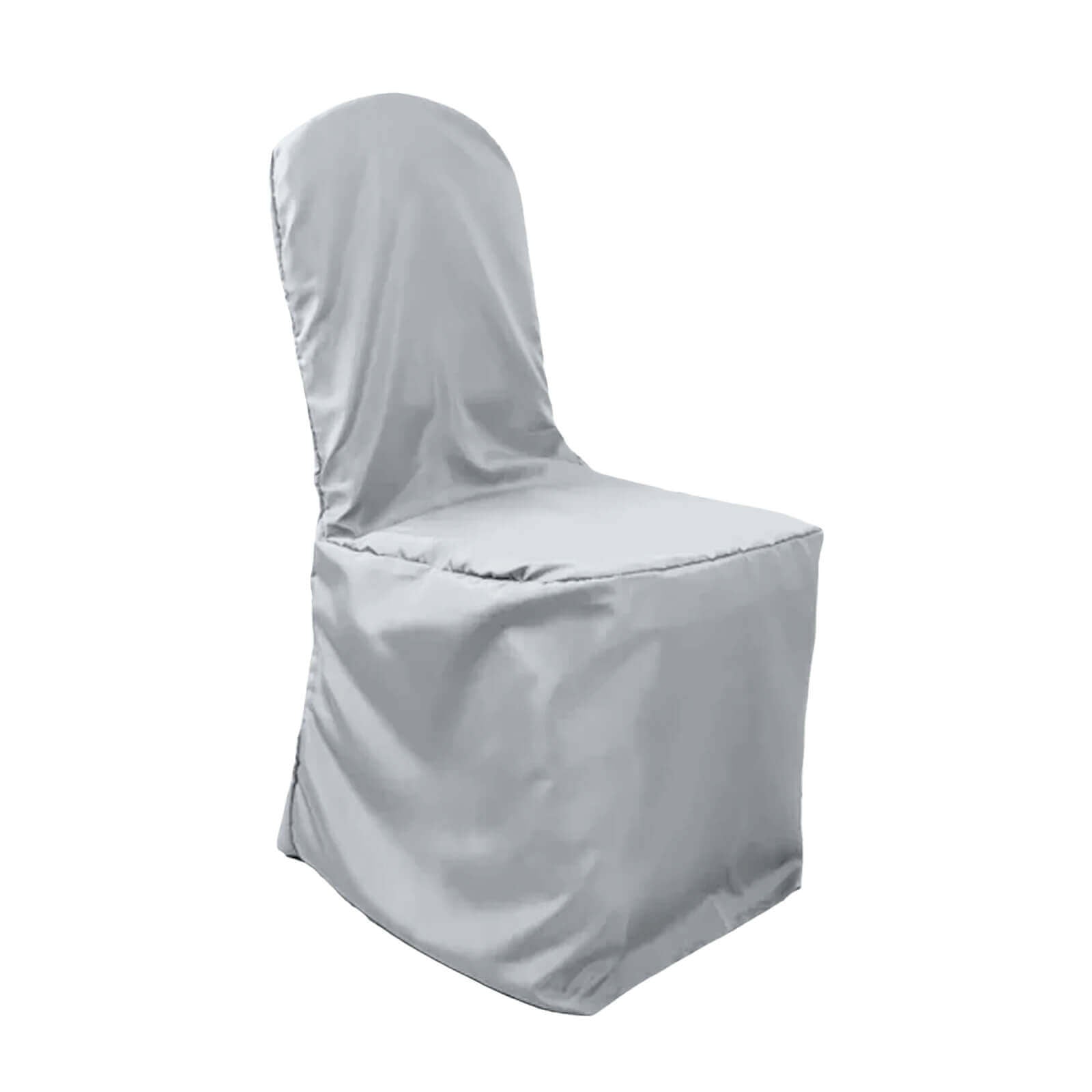 10 Pack Polyester Chair Cover for Banquet Chairs Silver - Stain-Resistant Reusable Slip-On Slipcover