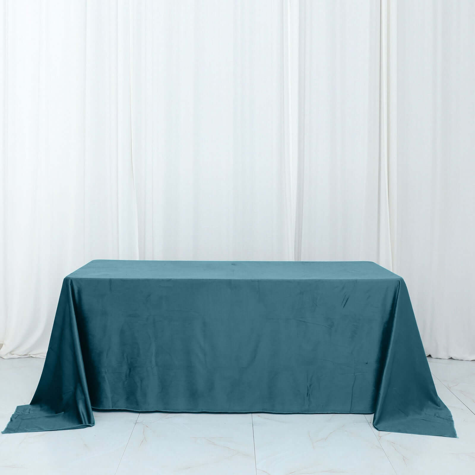 Premium Velvet 90"x132" Rectangle Tablecloth Peacock Teal - Reusable Soft & Seamless Table Cover