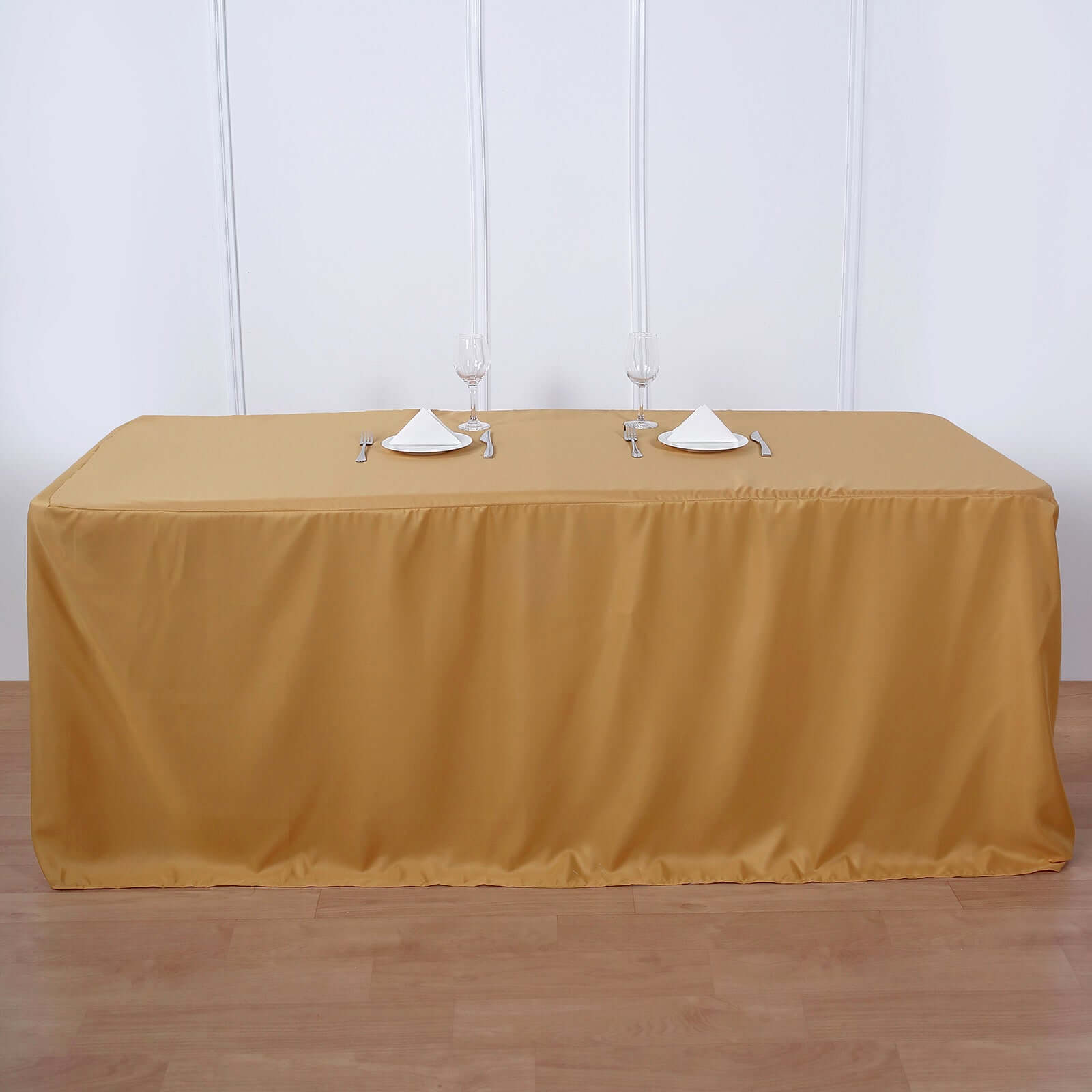 Fitted Polyester 72"x30" Rectangle Tablecloth Gold - Sleek and Durable for Events