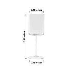 6-Pack Plastic Cocktail Glasses Clear Cylindrical Long Stem - Shatterproof Tumblers 10oz