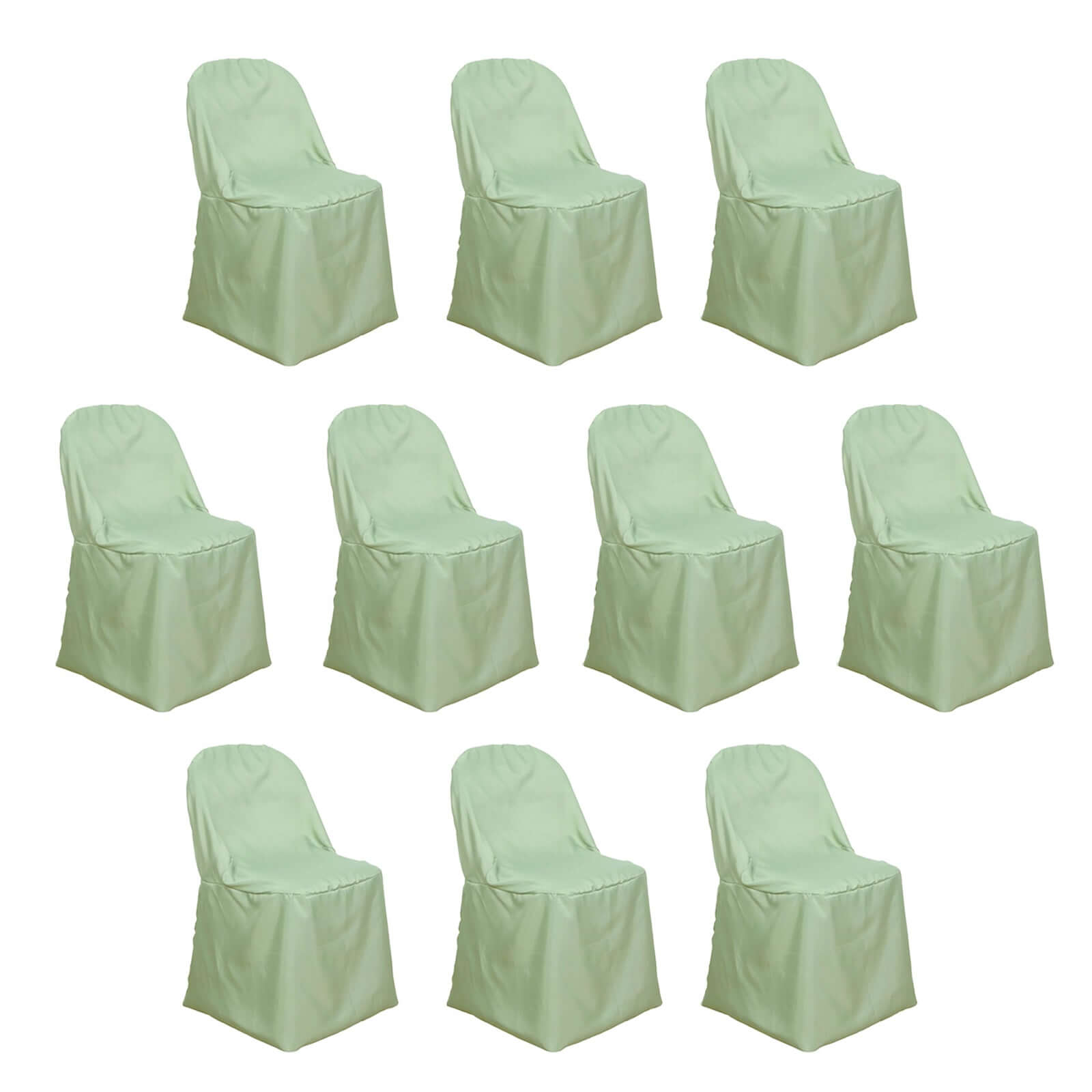 10 Pack Polyester Chair Covers for Folding Chairs Sage Green - Wrinkle-Free Stain-Resistant Slip-On Slipcovers