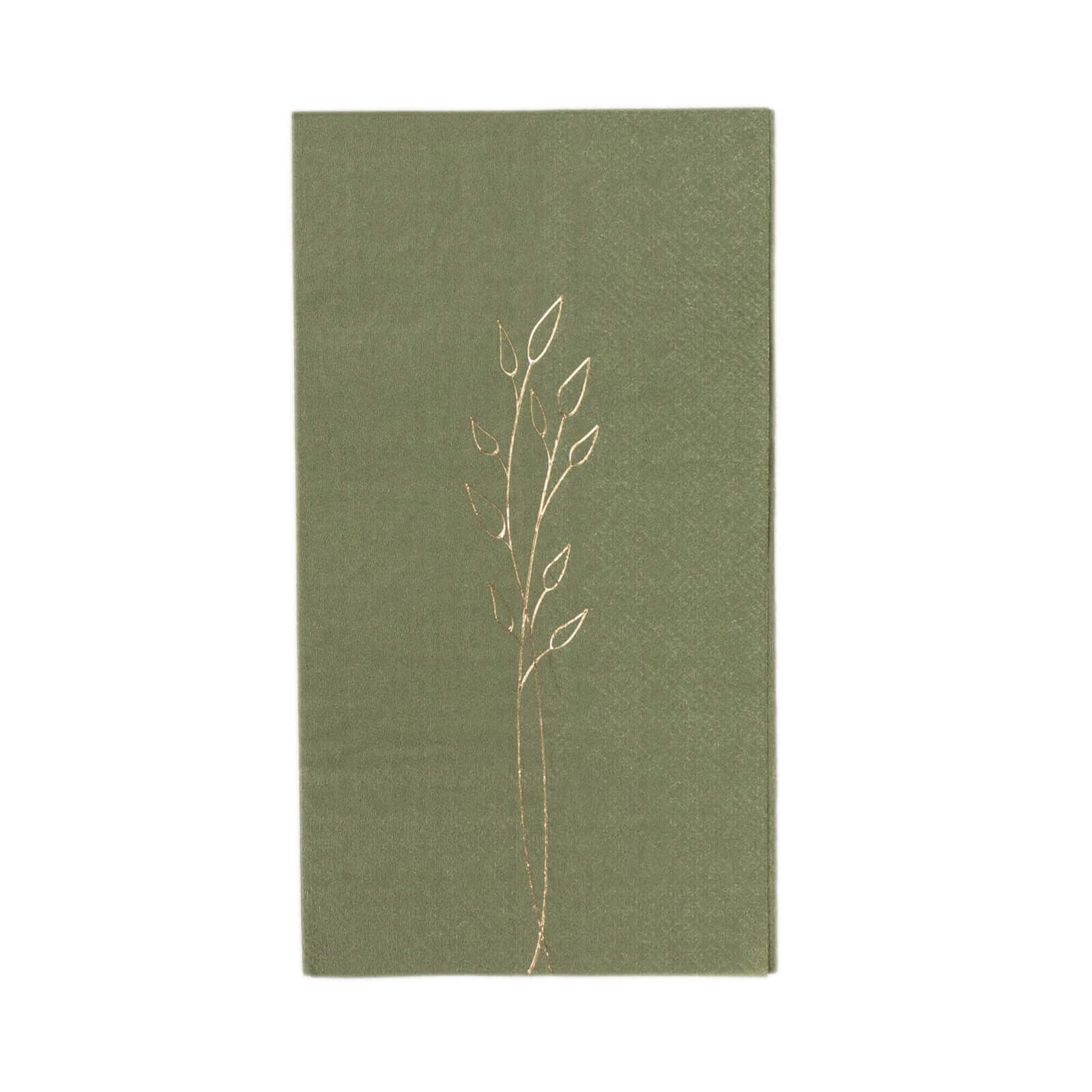 50-Pack Paper Dinner Napkins Dusty Sage Green with Gold Embossed Leaf - Stylish 2-Ply Disposable Napkins for Weddings 18GSM