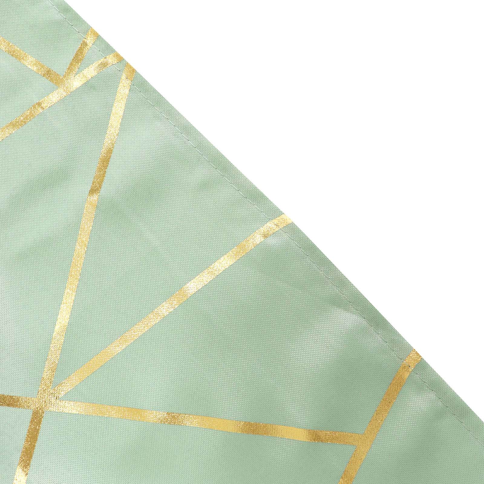 Polyester 54"x54" Square Tablecloth Sage Green with Gold Foil Geometric Pattern - Wrinkle-Resistant & Durable for Stylish Settings
