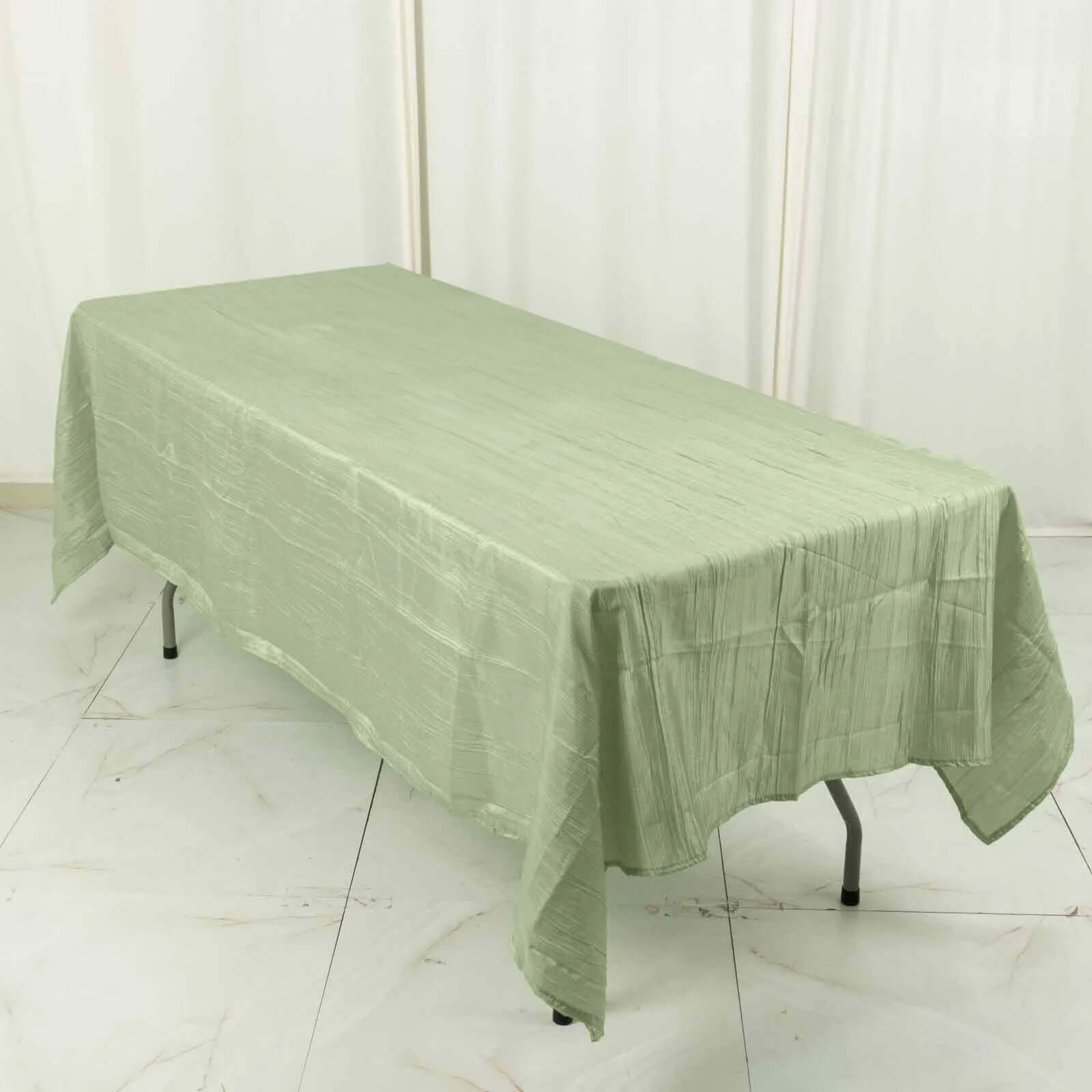 Taffeta 60"x102" Rectangle Tablecloth Sage Green - Accordion Crinkle Table Cover