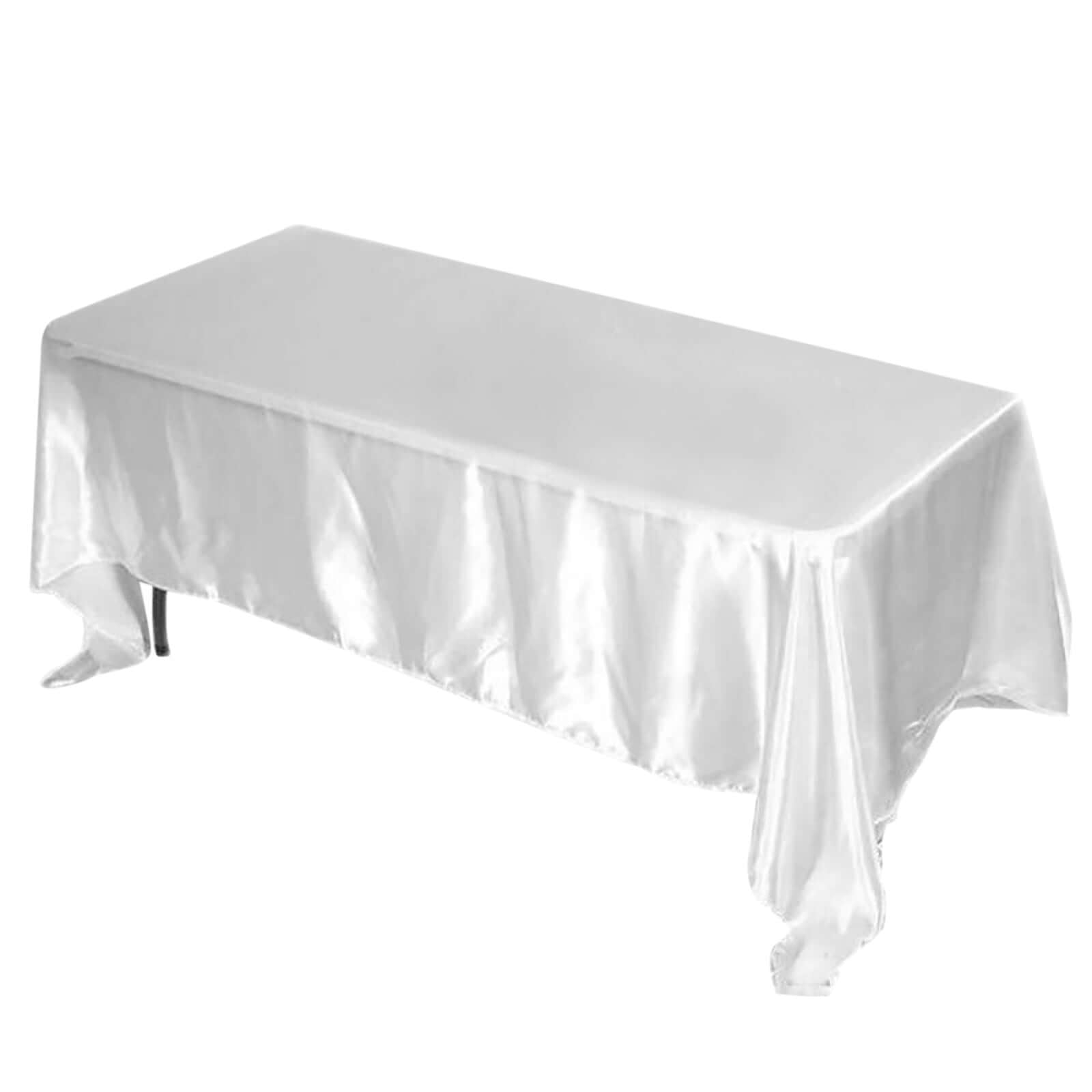 Satin Rectangular 72"x120" Tablecloth White - Smooth & Easy to Maintain Table Cover For Classy Weddings & Events