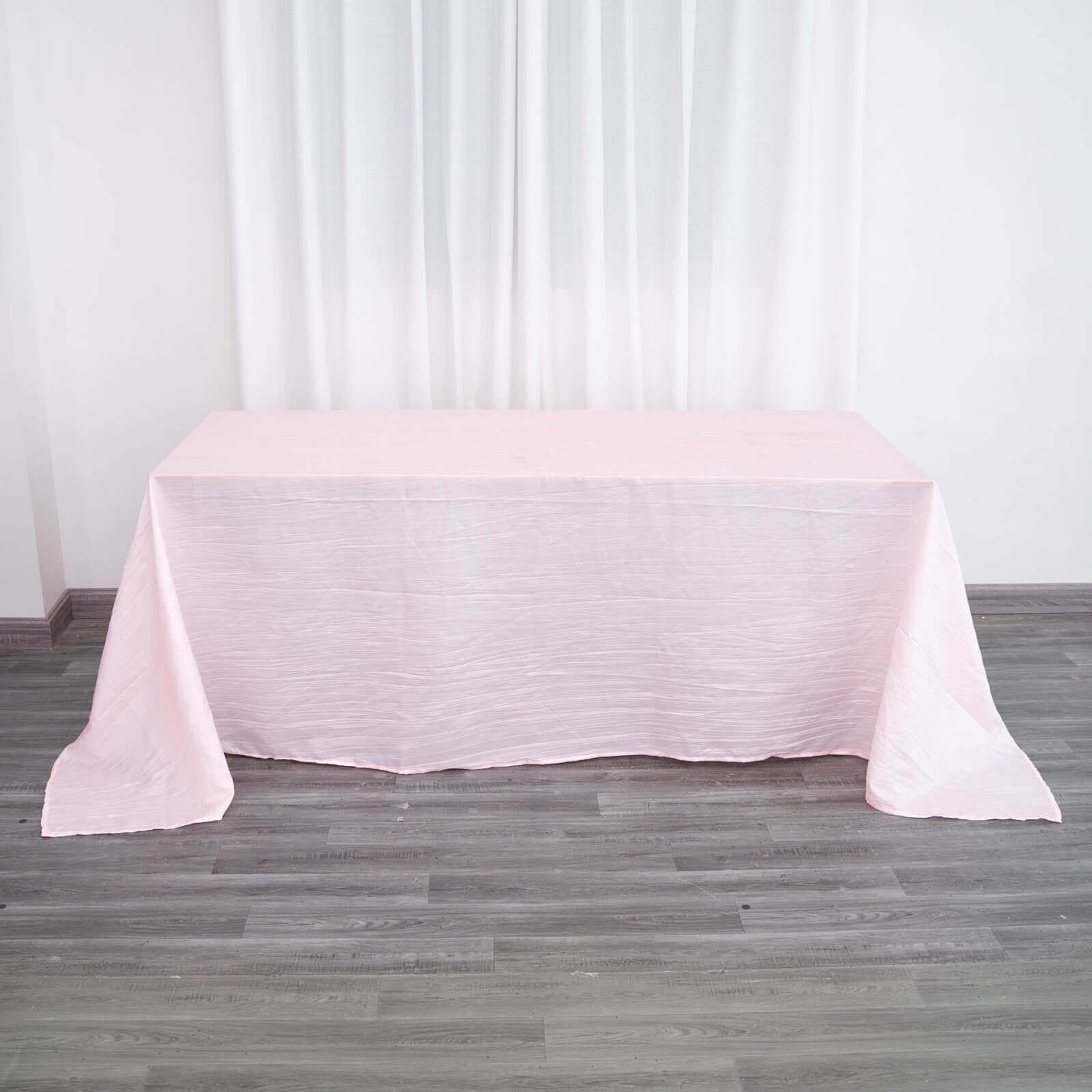 Taffeta 90"x132" Rectangle Tablecloth Blush - Seamless Accordion Crinkle Table Cover