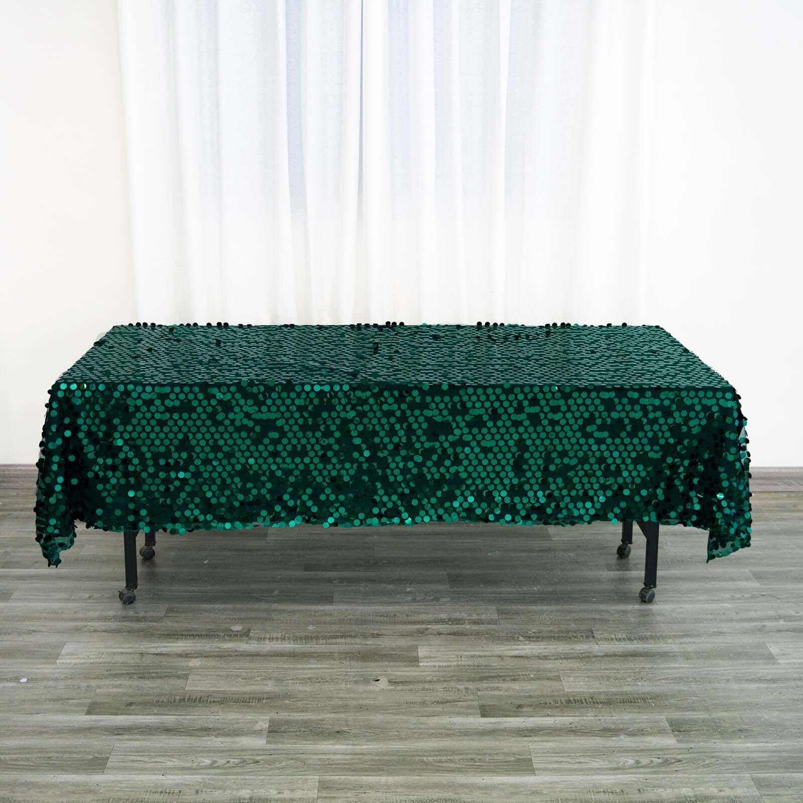 Sequin 60"x102" Rectangle Tablecloth Hunter Emerald Green - Big Payette Design for Modern Gatherings