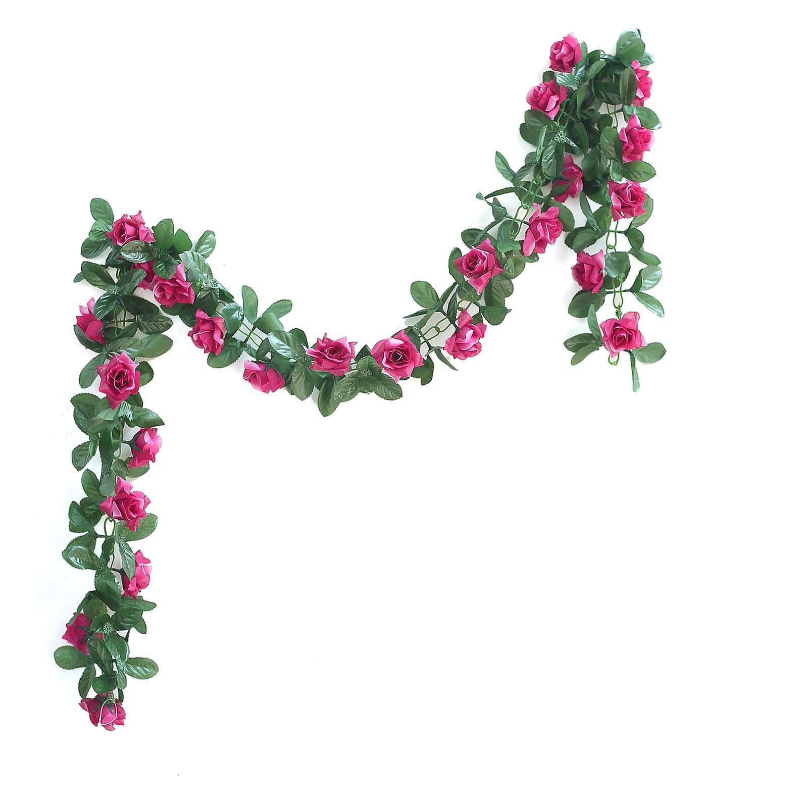 6ft Fuchsia Artificial Silk Rose Garland UV Protected Flower Chain
