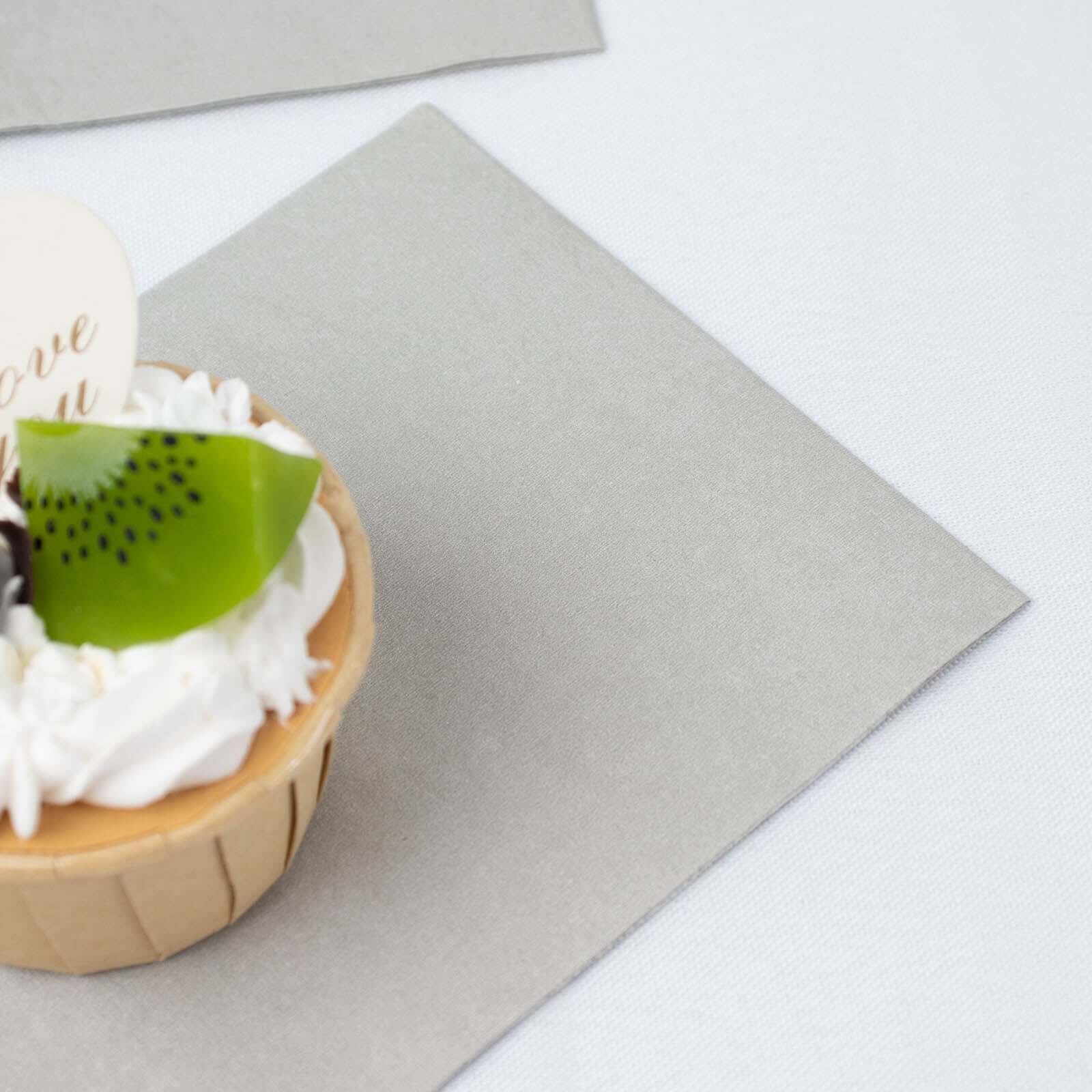 50-Pack Paper Napkins Silver - Soft Disposable 2-Ply Dinner Napkins for Weddings