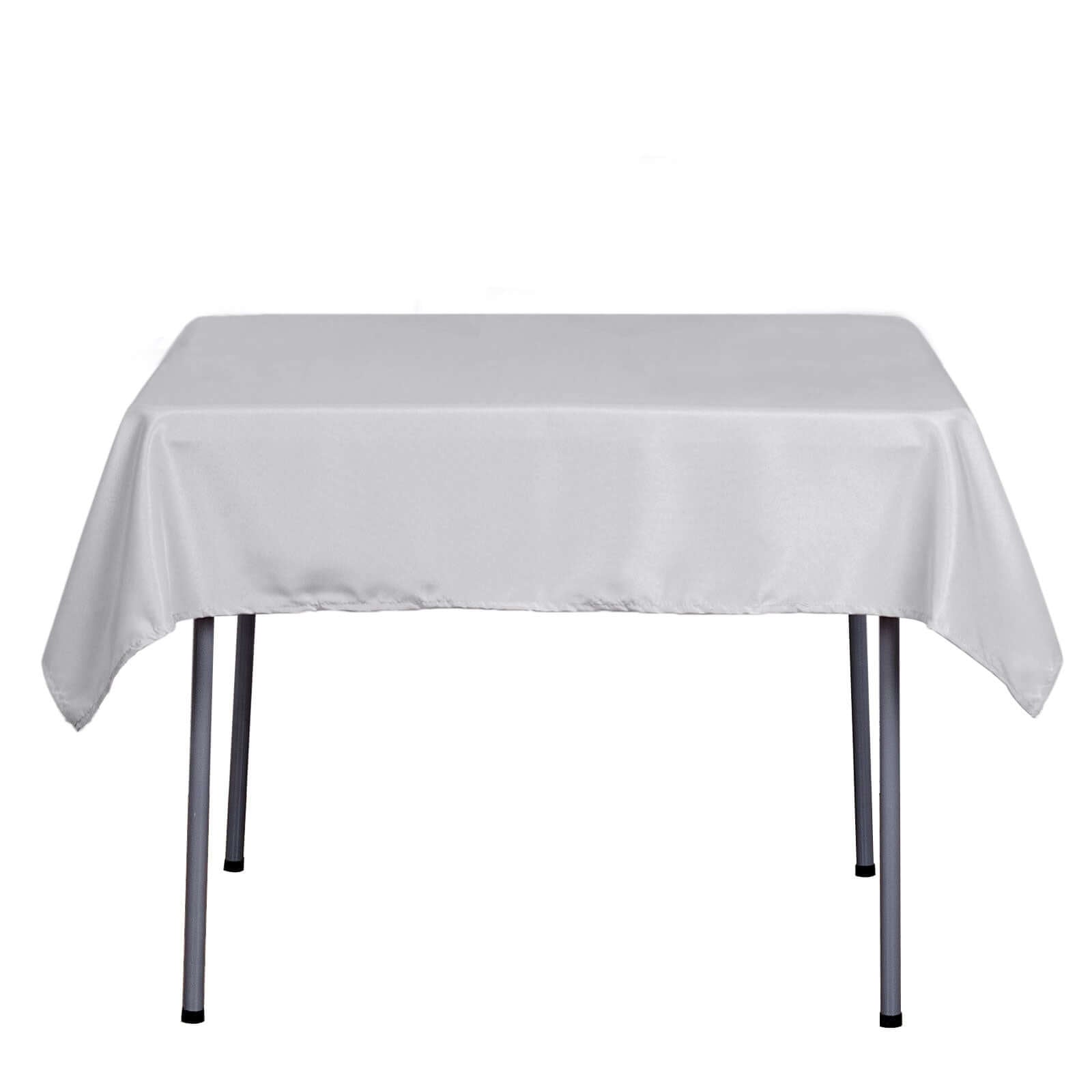Polyester Square 54"x54" Tablecloth Silver - Wrinkle-Resistant & Durable Table Cover