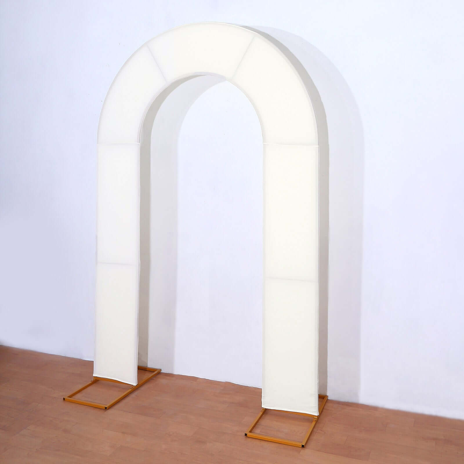 8ft Ivory Spandex Fitted Open Arch Wedding Arch Cover, Double-Sided U-Shaped Backdrop Slipcover