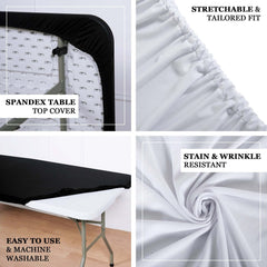 Stretch Spandex 48"x30" Rectangle Tablecloth Top Cover Black - Durable Form-Fitting Table Cover