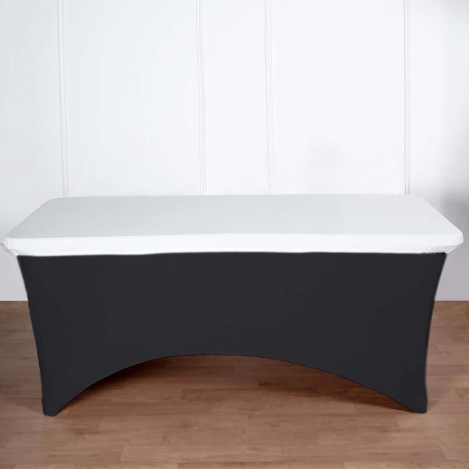 Spandex Rectangle 96"x30" Tablecloth Top Cover White - Stretchy, Wrinkle Free & Fitted Table Topper