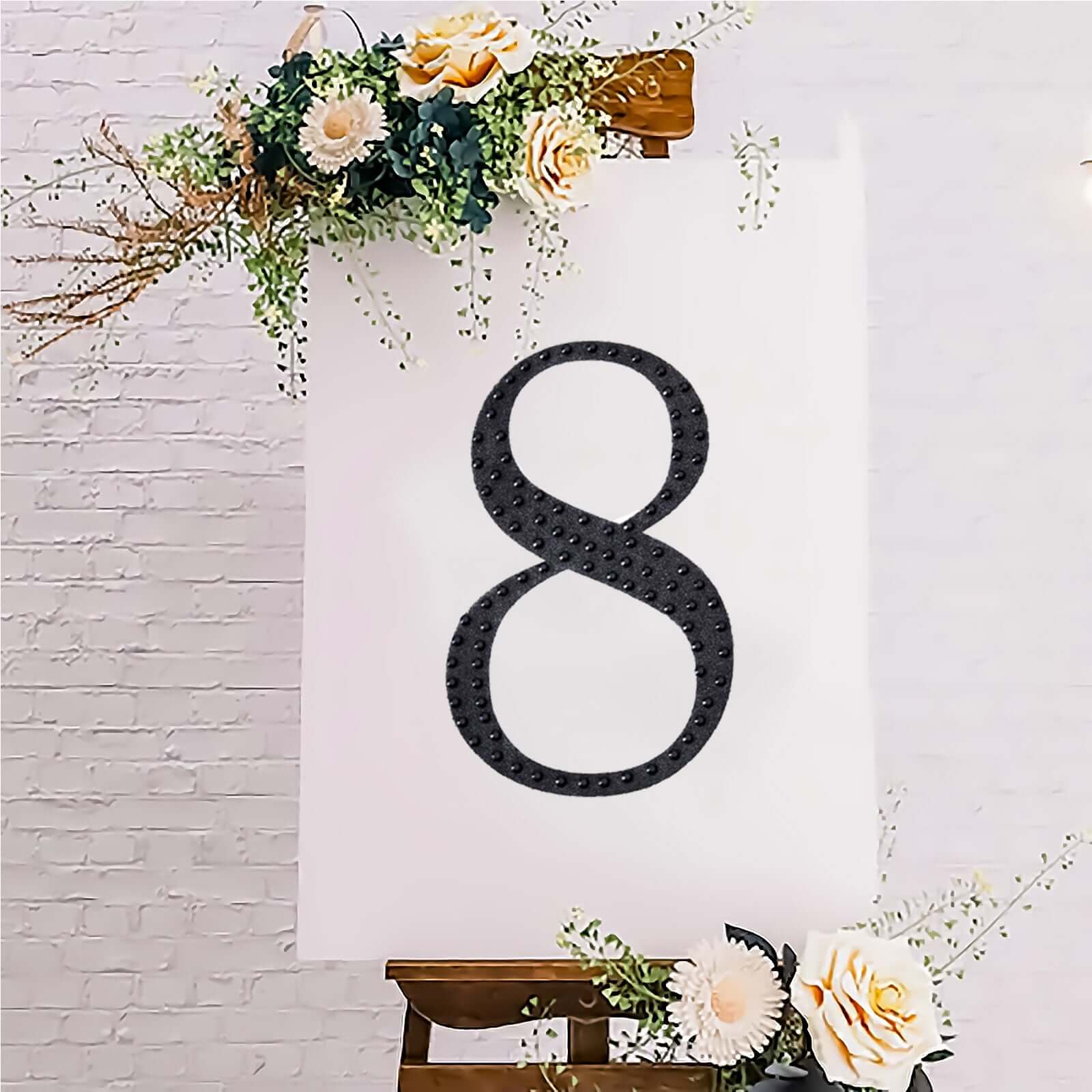 Decorative Rhinestone Number "8" Stickers, Glitter Adhesive Craft Numbers Black DIY Sparkle Embellishments 8"