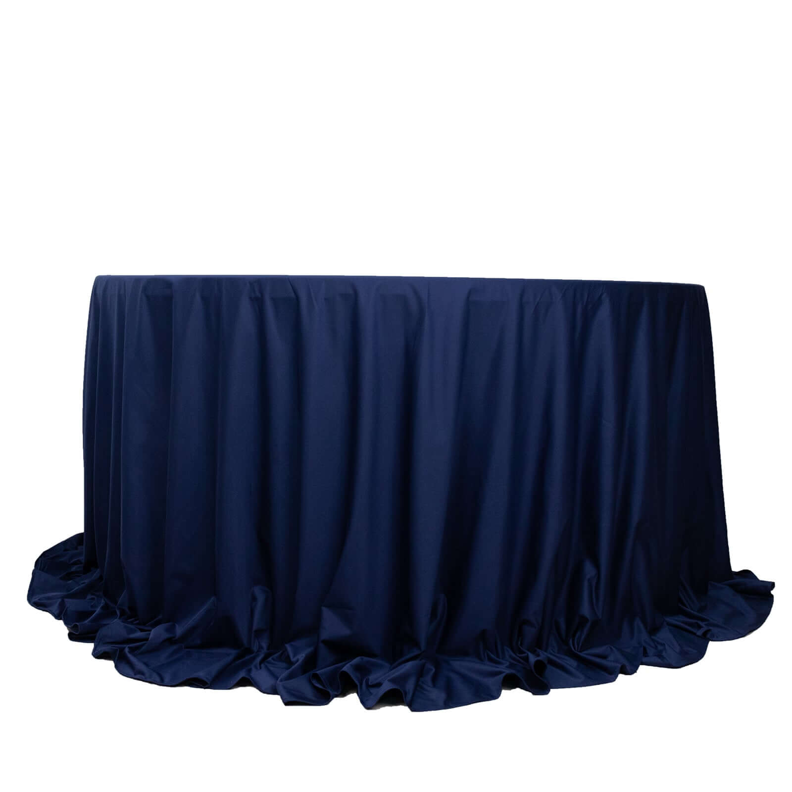 Scuba Round 132" Tablecloth Navy Blue - Wrinkle Free & Stain Resistant Seamless Table Cover