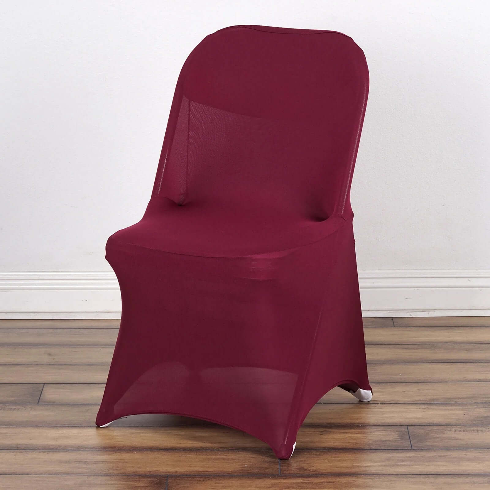 10 Pack Stretch Spandex Chair Covers Burgundy for Folding Chairs - Durable 160GSM Fitted Slipcovers