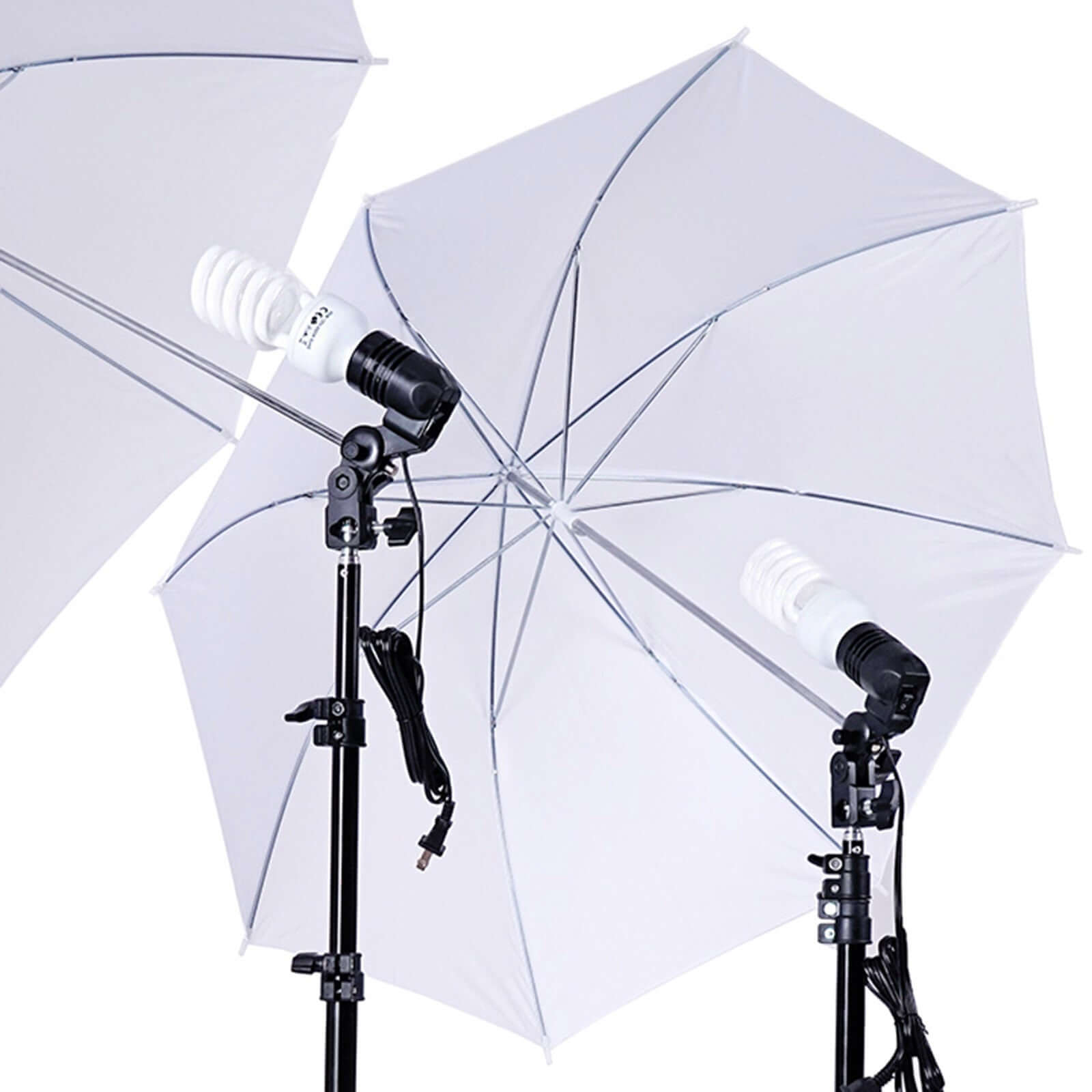 10ft Photo Video Studio Lighting & Background Support System Kit, 600W White Umbrella With Chromakey Backdrop Muslins (Green Black White) - Free Carry Case Included