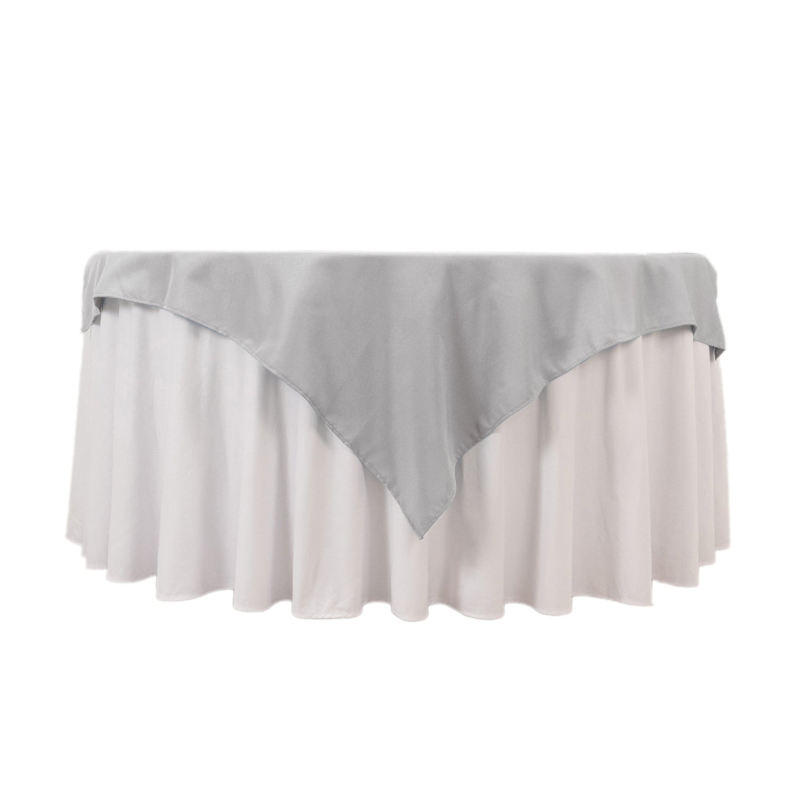 Premium Polyester 54"x54" Table Overlay Square Tablecloth Silver - Stain and Wrinkle-Resistant 220GSM Table Topper