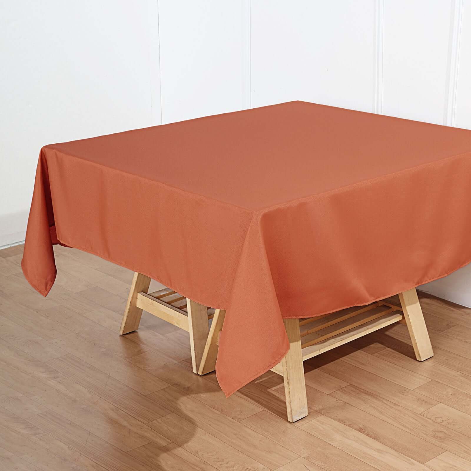Polyester Square 70"x70" Tablecloth Terracotta (Rust) - Wrinkle-Resistant & Durable Table Cover
