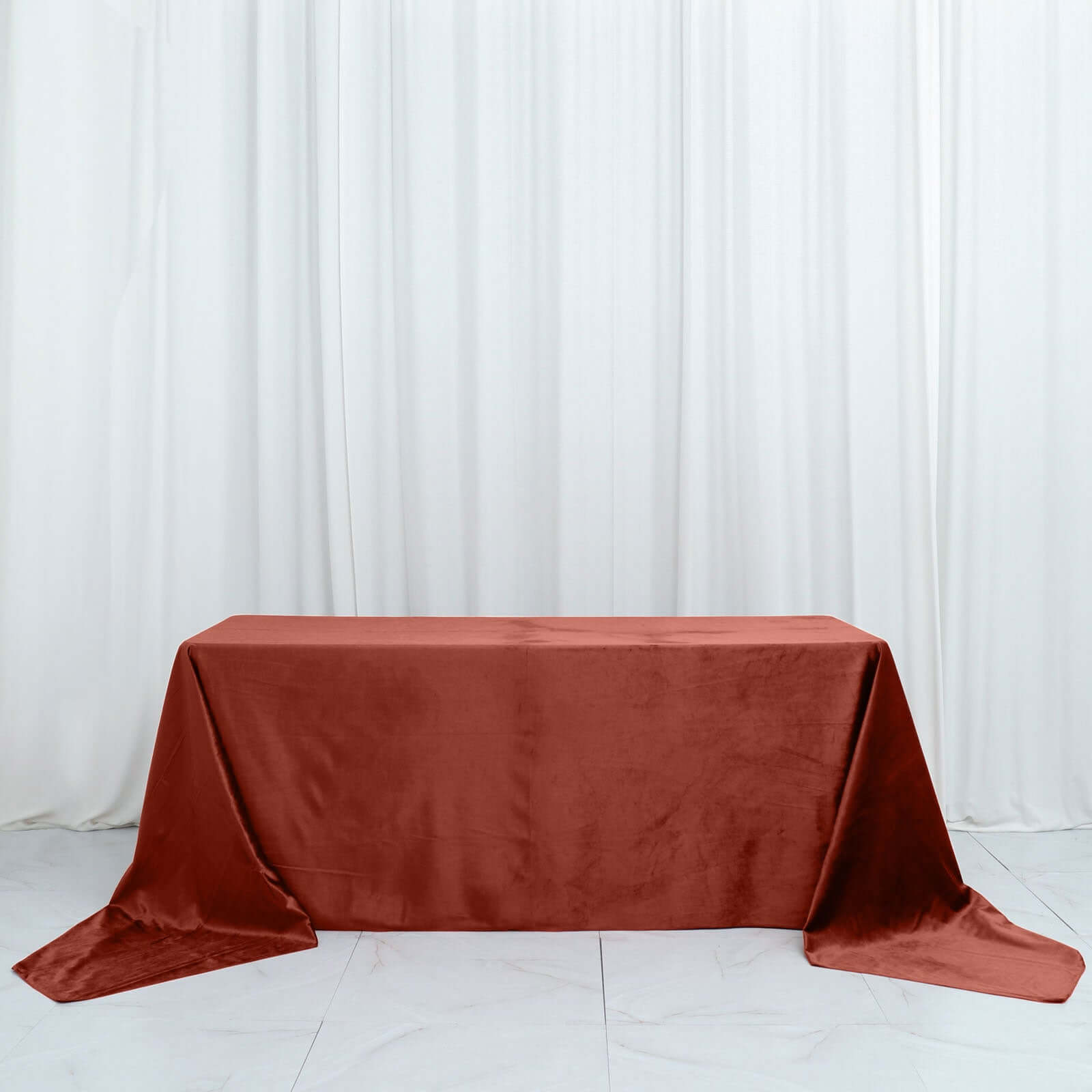 Premium Velvet 90"x156" Rectangle Tablecloth Terracotta (Rust) - Reusable Soft & Seamless Table Cover