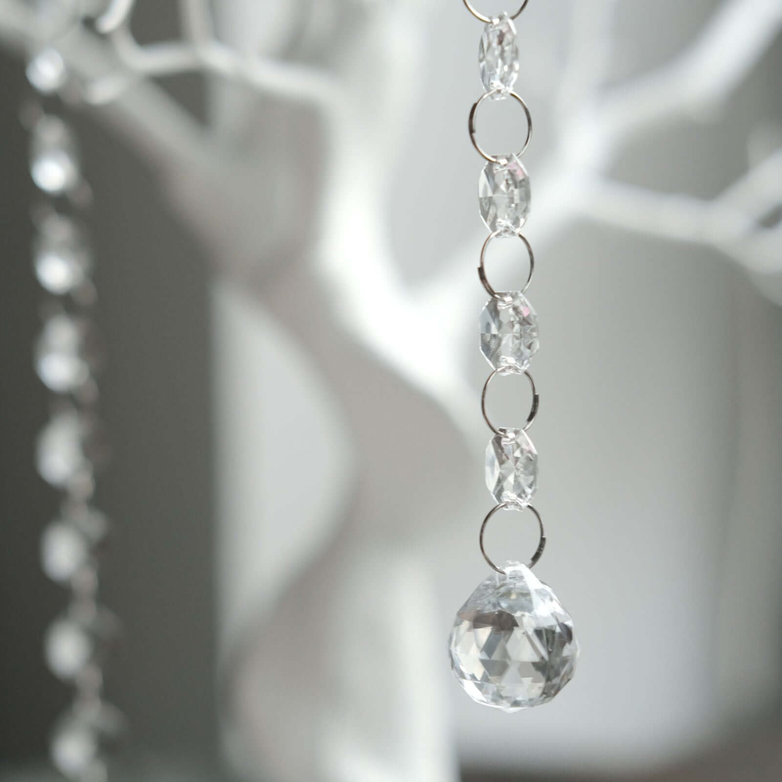 Manzanita Tree Centerpiece White with 8 Acrylic Bead Chains & Event Displays 34"