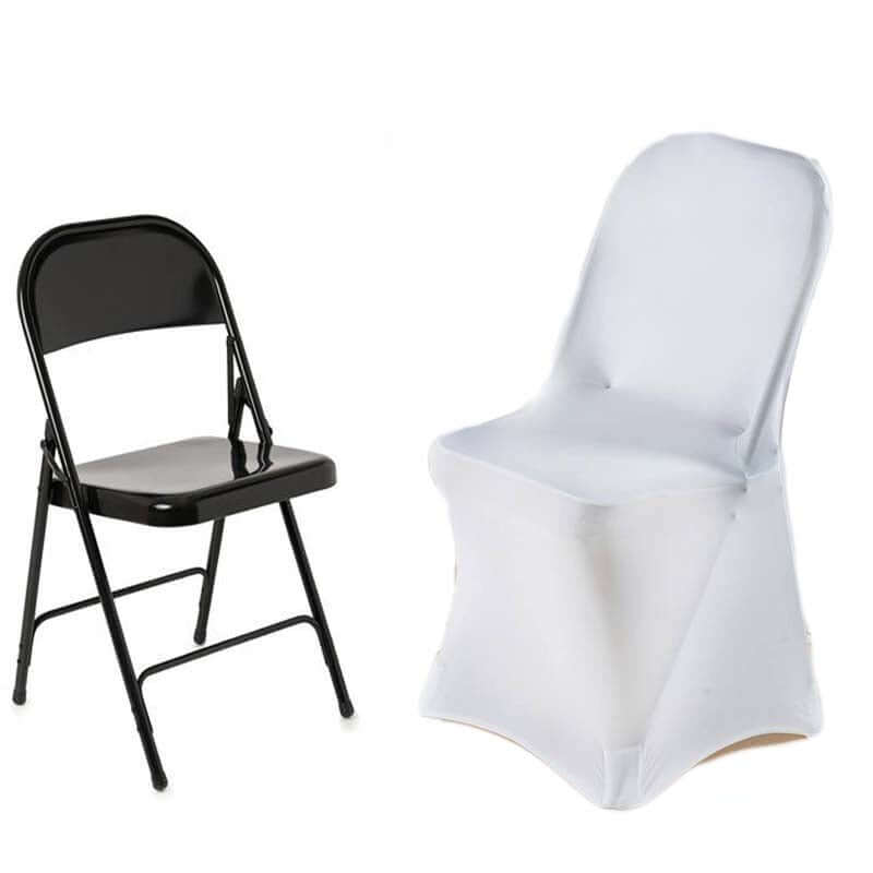 Premium Spandex Chair Cover with Foot Pockets for Folding Chairs White - Stretch Fitted 220GSM Fabric for Weddings & Gatherings