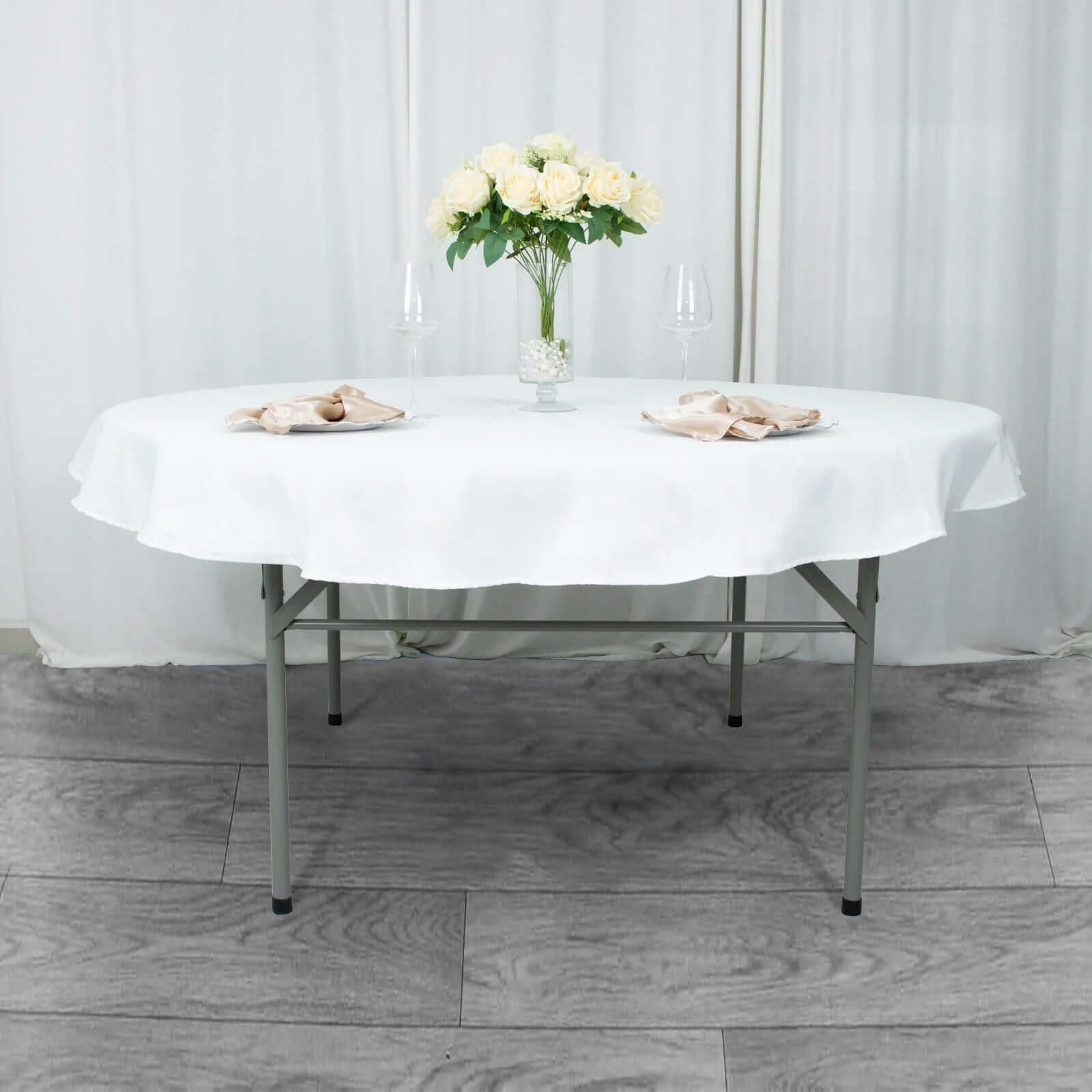 Premium Polyester 70" Round Tablecloth White - Stain and Wrinkle-Resistant 220GSM Table Cover for Weddings & Events