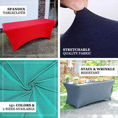 Stretch Spandex 6ft Rectangle Tablecloth White - Durable Form-Fitting Table Cover for Events & Presentations