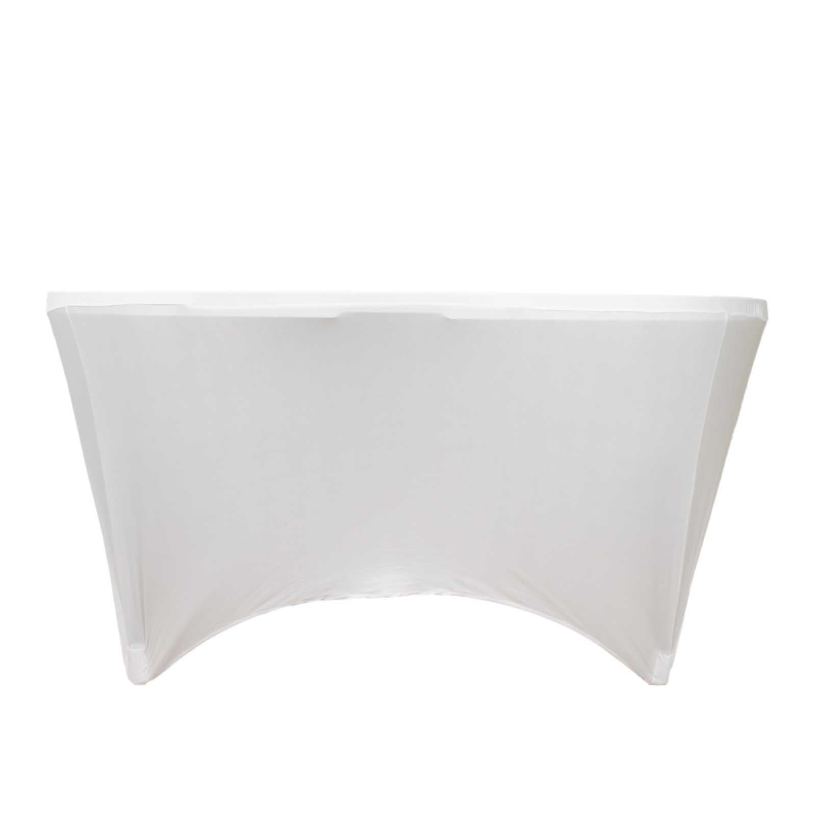 Stretch Spandex 6ft Round Tablecloth White - Durable Form-Fitting Table Cover for Events & Presentations