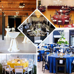 Premium Polyester 132" Round Tablecloth White - Seamless 220GSM Wrinkle-Resistant Design for Upscale Occasions