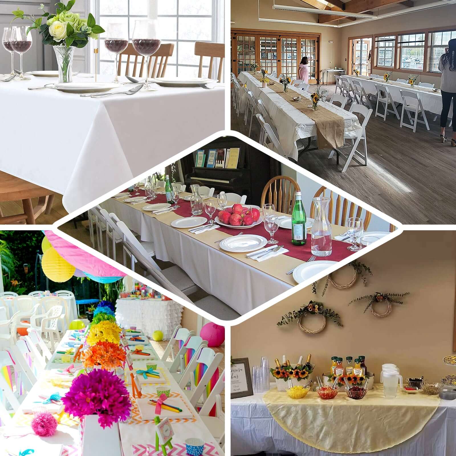 Paper Airlaid Tablecloth Square White - Disposable Linen-Feel Table Cover 70"x70"