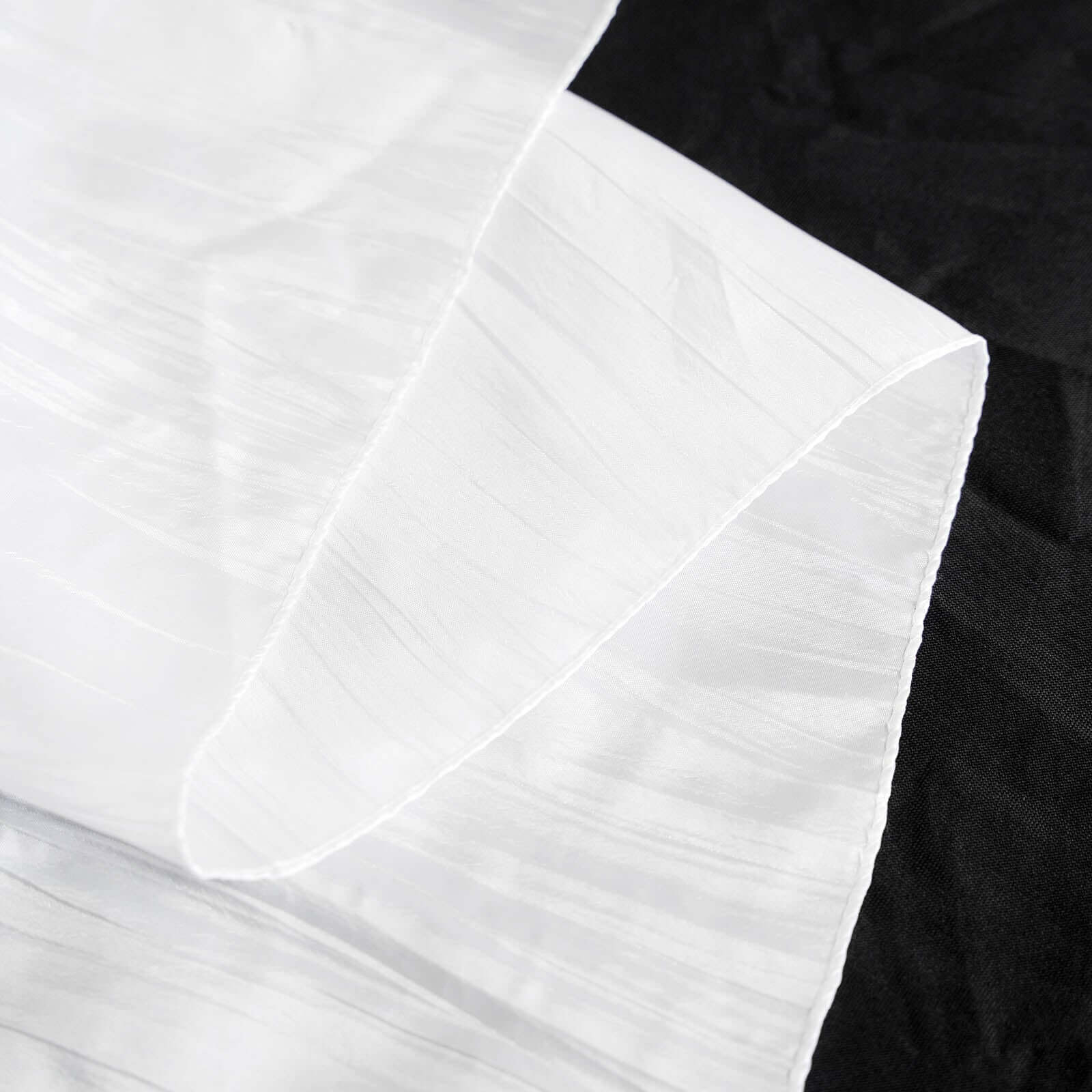 Taffeta 90"x132" Rectangle Tablecloth White - Seamless Accordion Crinkle Design for Sophisticated Gatherings
