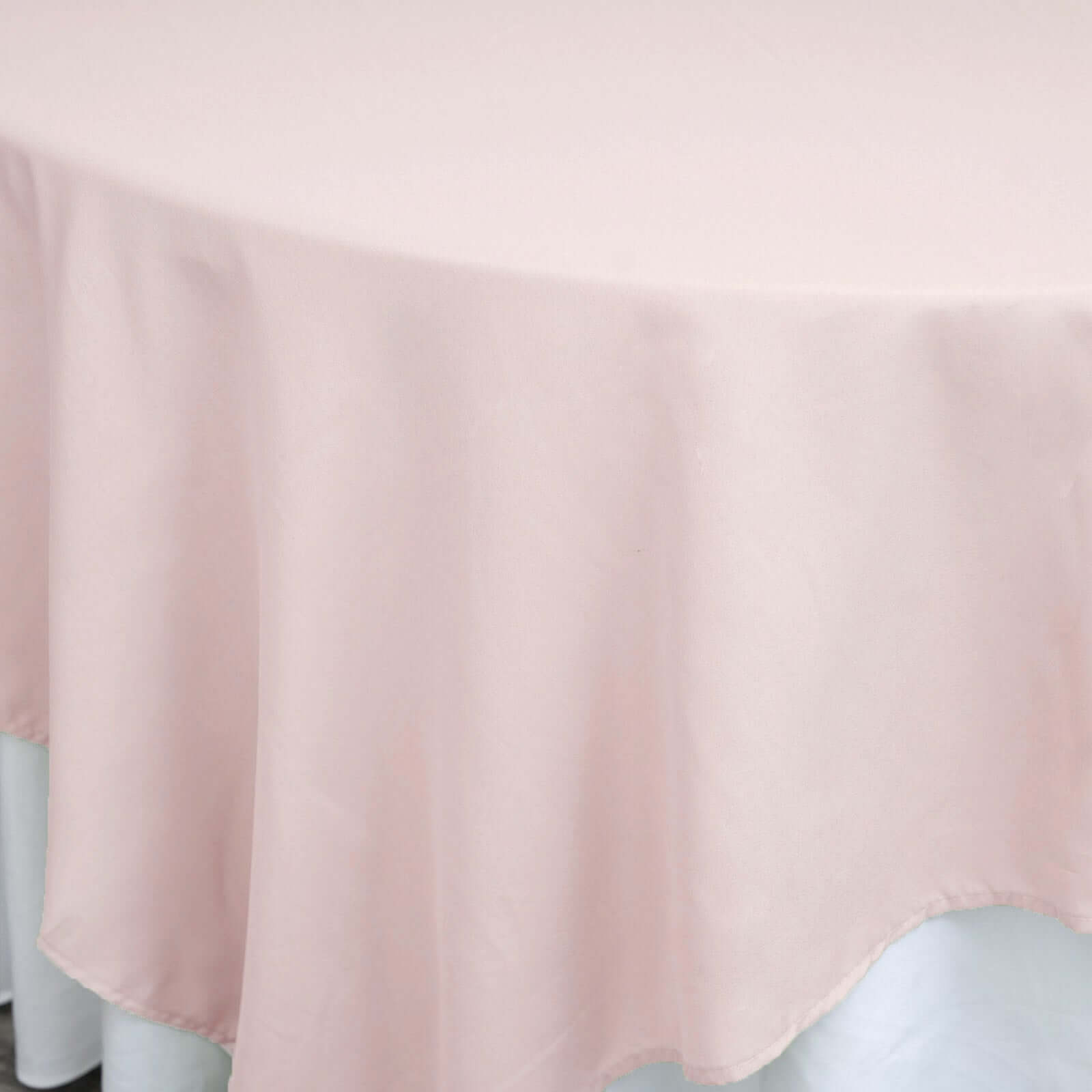 Polyester 90"x90" Table Overlay Square Tablecloth Blush - Wrinkle-Resistant & Durable Table Cover