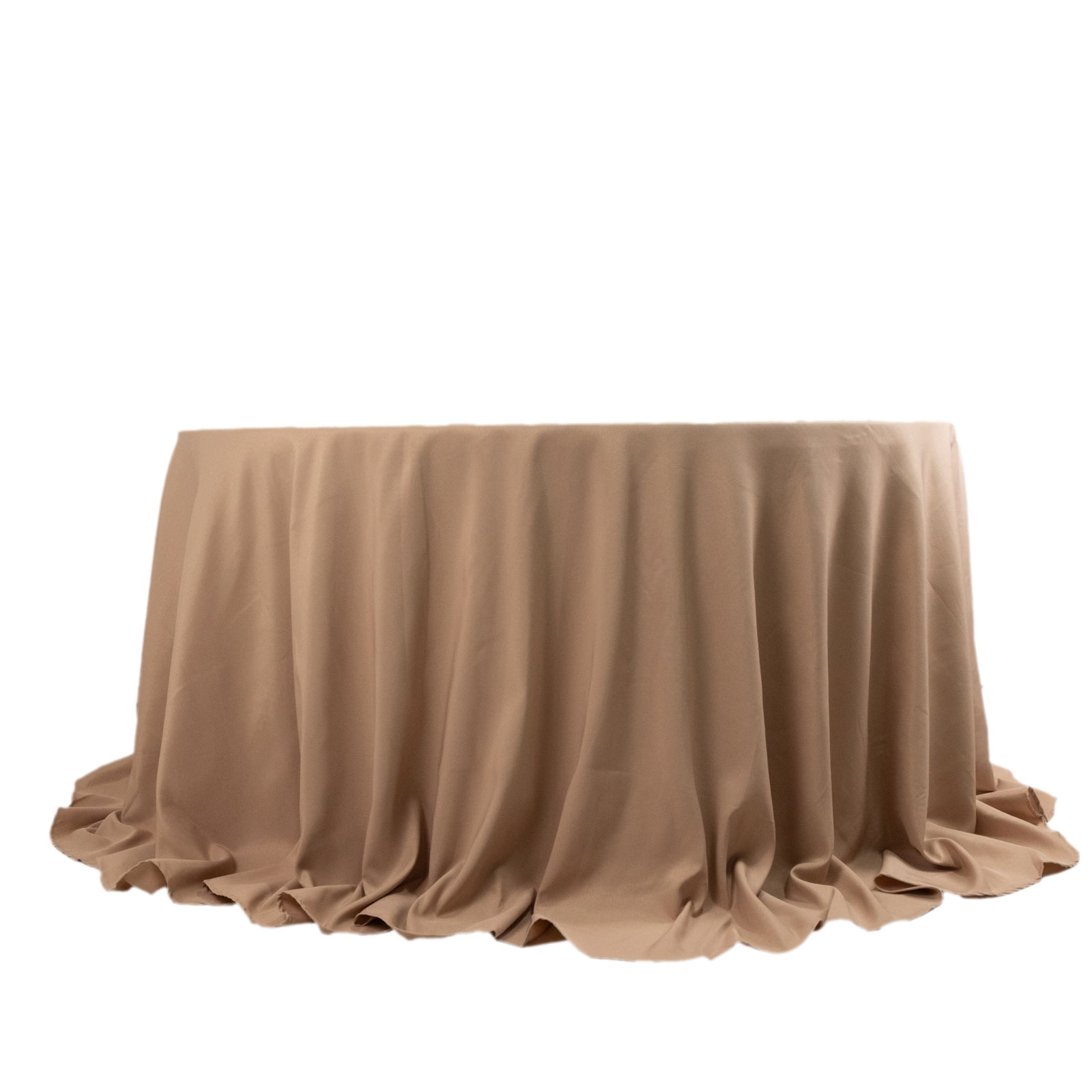 Premium Polyester 132" Round Tablecloth Nude - Seamless 220GSM Wrinkle-Resistant Table Cover