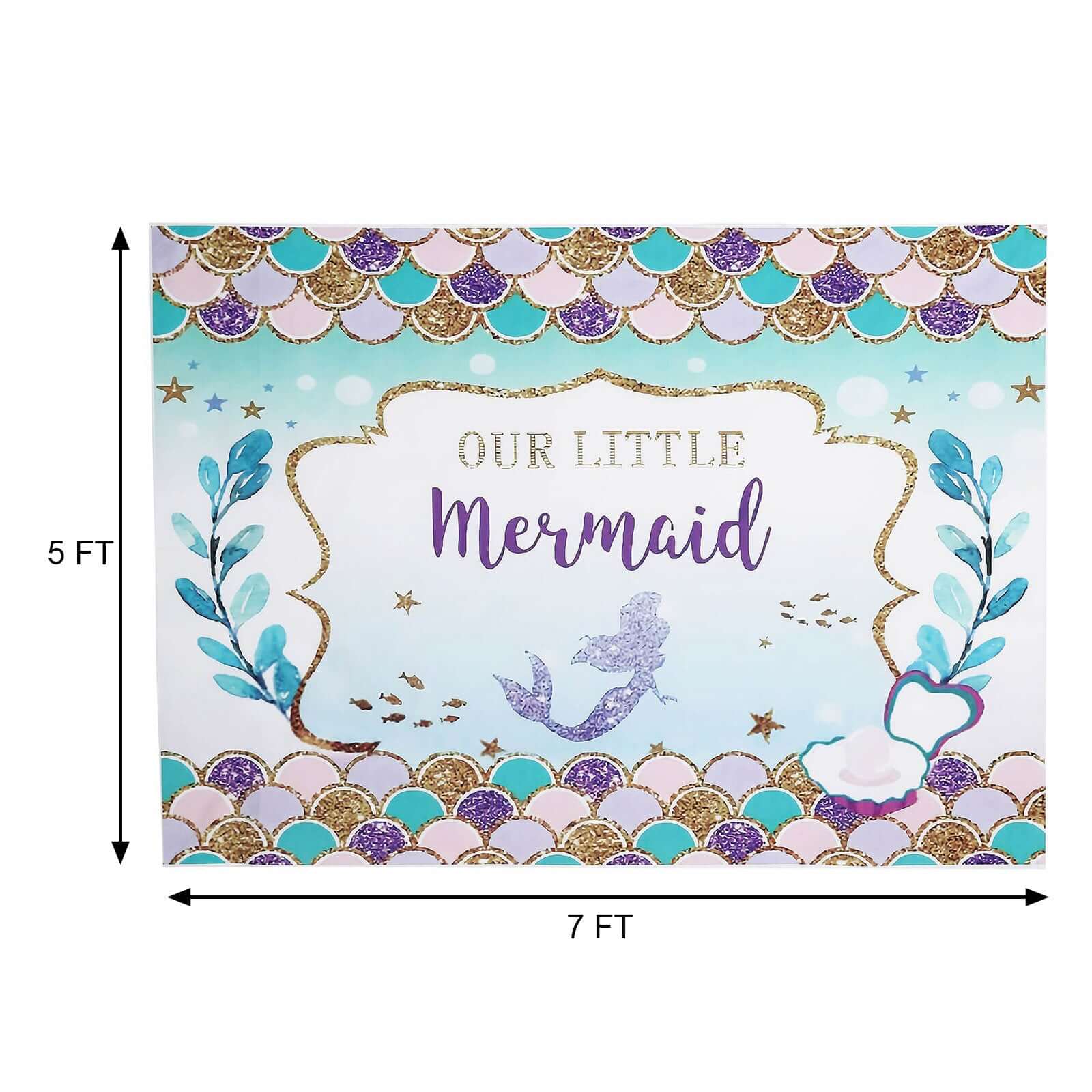 5ftx7ft "Our Little Mermaid" Print Vinyl Photo Shoot Backdrop