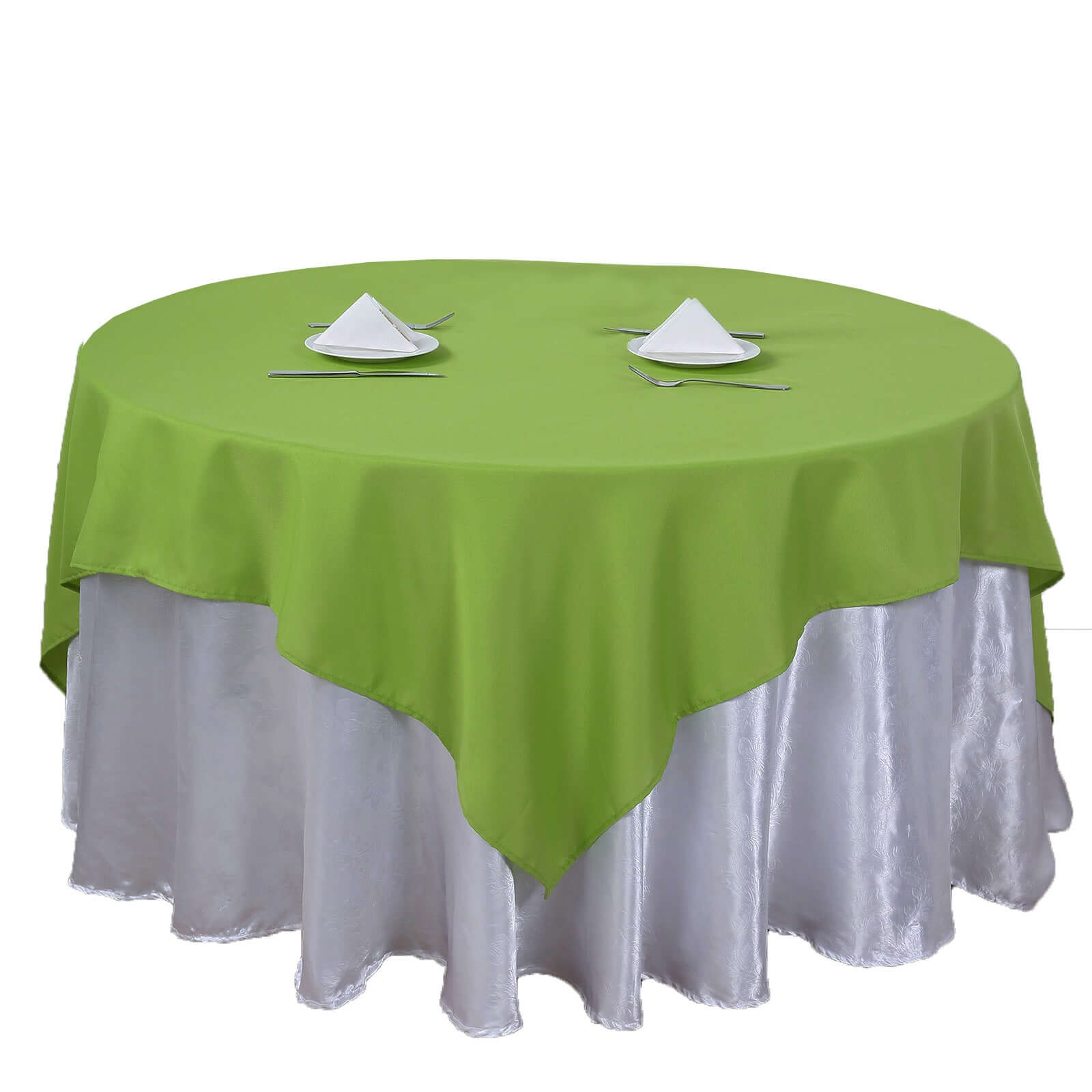 Polyester 70"x70" Table Overlay Square Tablecloth Apple Green - Wrinkle-Resistant & Durable Table Cover