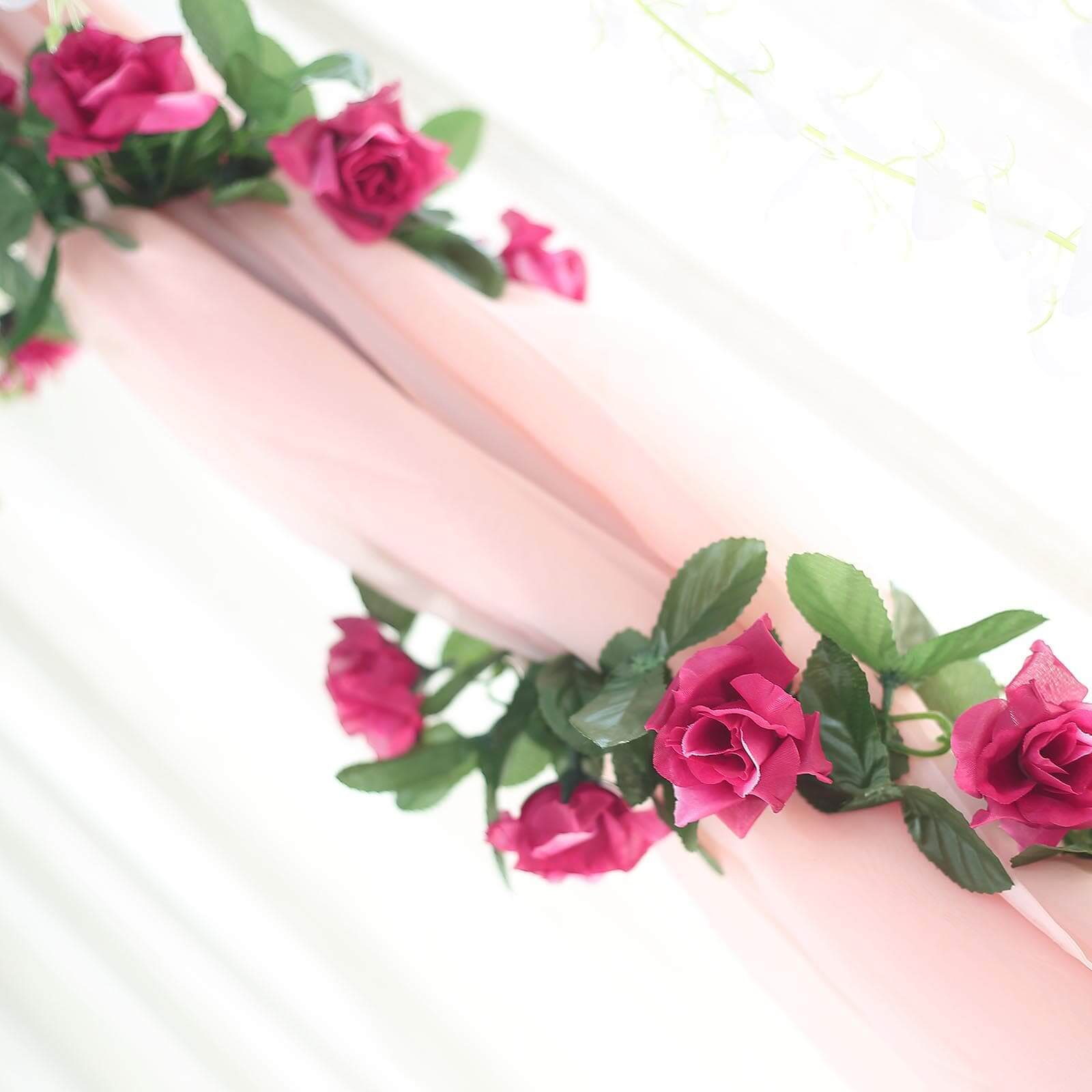 6ft Fuchsia Artificial Silk Rose Garland UV Protected Flower Chain