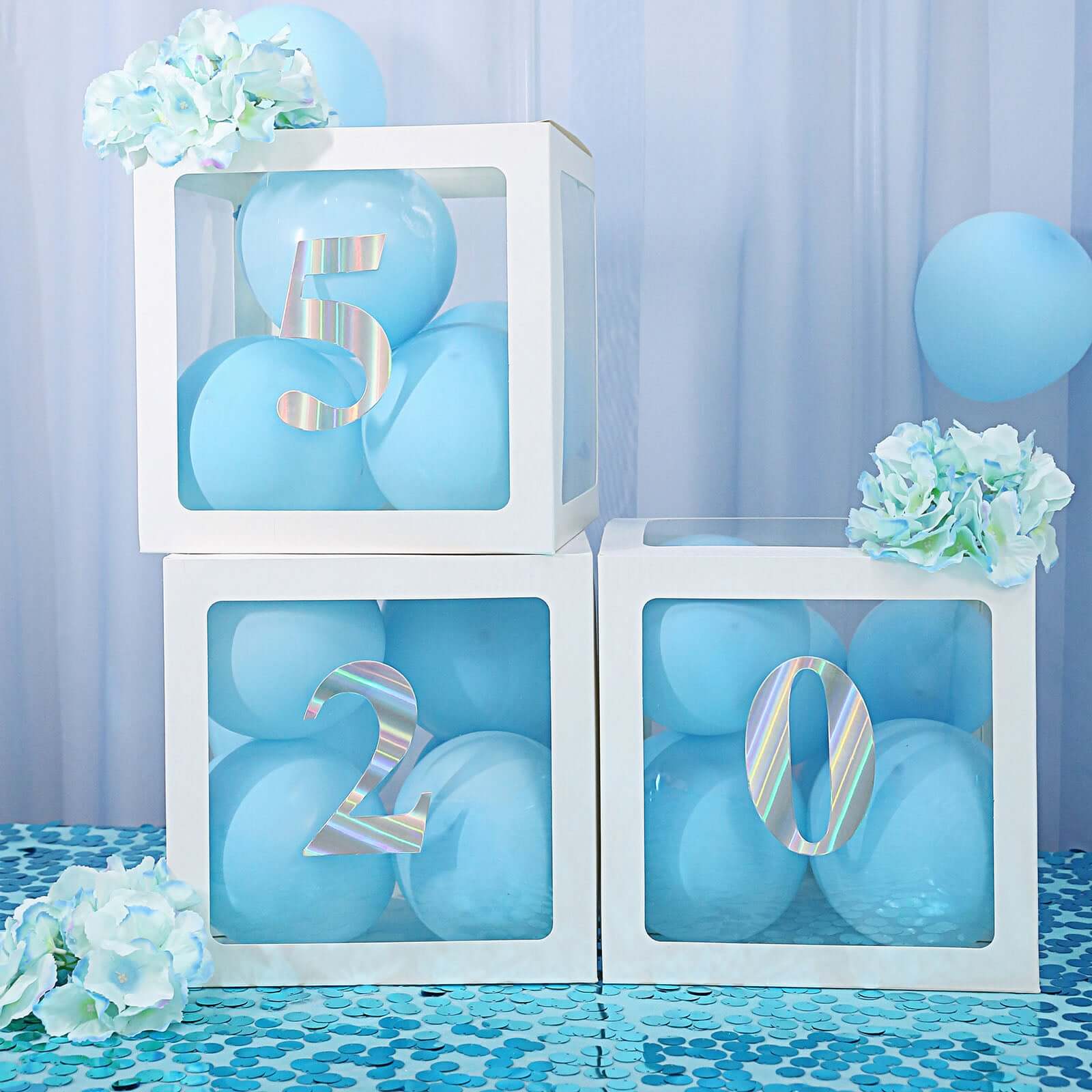 4 Pack 5" Iridescent 0-9 Number Stickers Banner, Customizable Stick on Numbers - 0