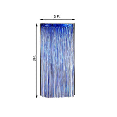 8ft Royal Blue Metallic Tinsel Foil Fringe Doorway Curtain Party Backdrop