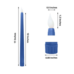 8-Pack LED Flickering Lighting Mixed Blue - Flameless Battery Operated Taper Candles 11"