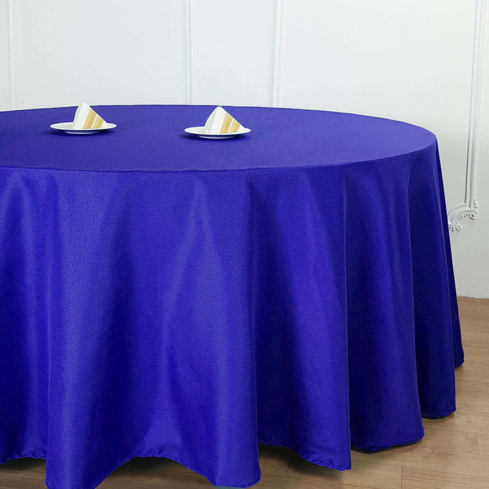 Polyester 132" Round Tablecloth Royal Blue - Seamless Chic Table Cover